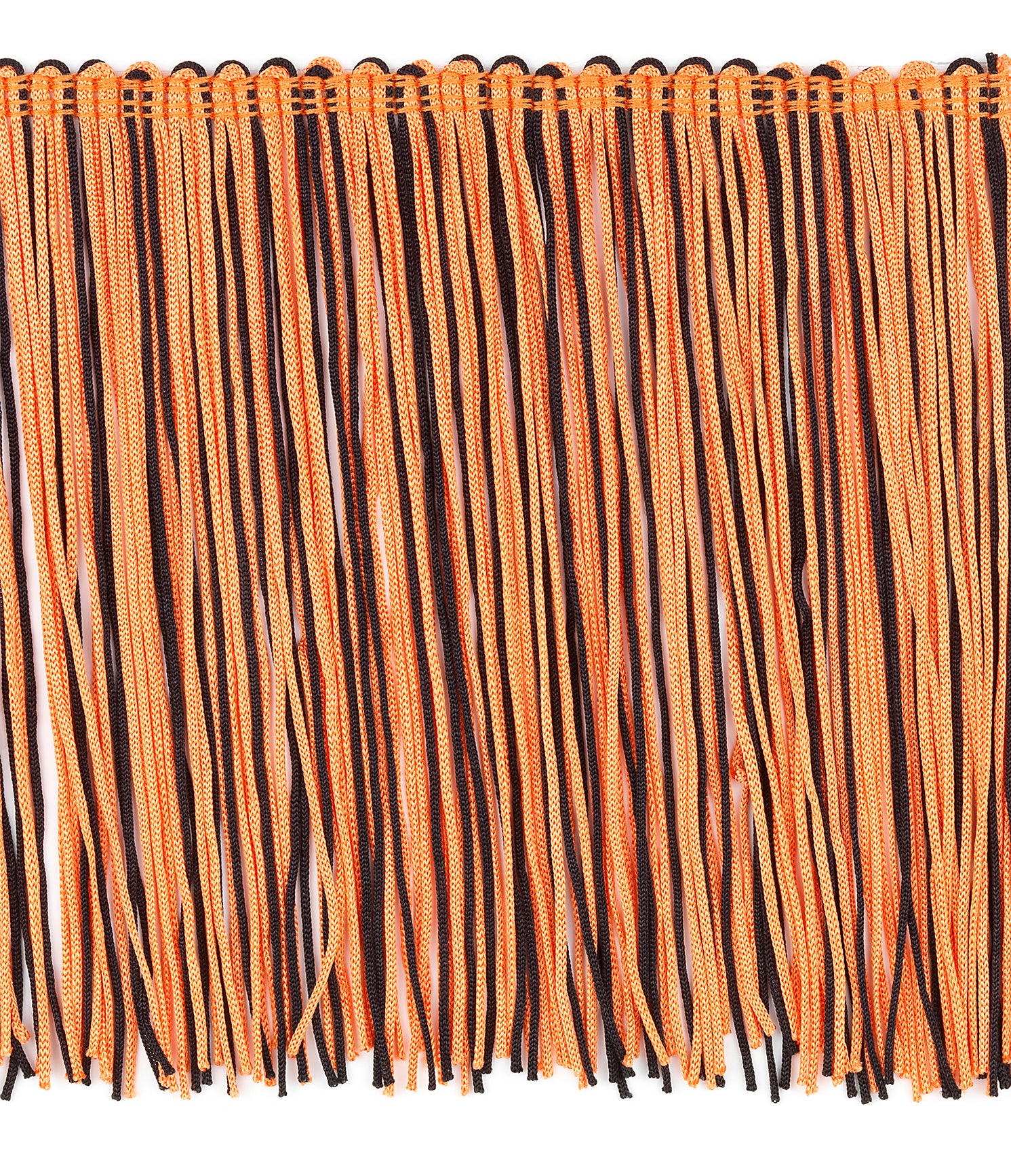 6" Multicolor Chainette Fringe Trim (Sold by the Yard) Orange Black Chainette Fringe
