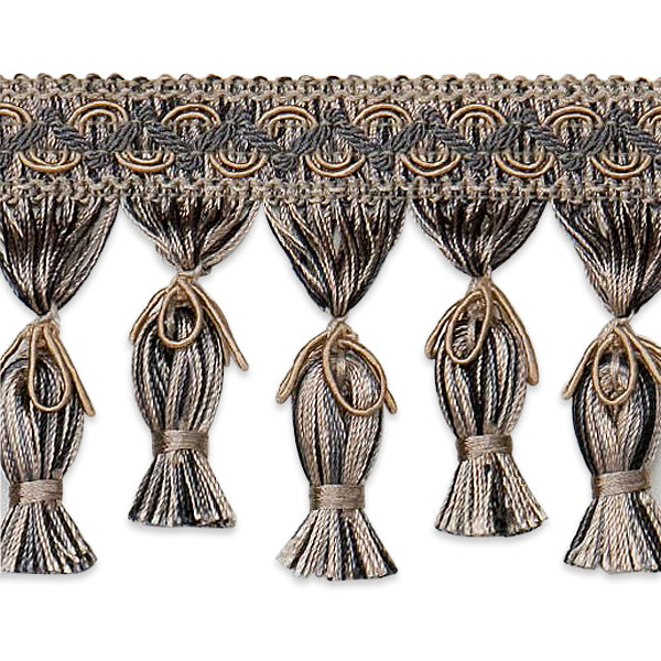Tied Tassel Fringe Trim Navy (Sold by the Yard) Taupe Multi Trims & Fringes