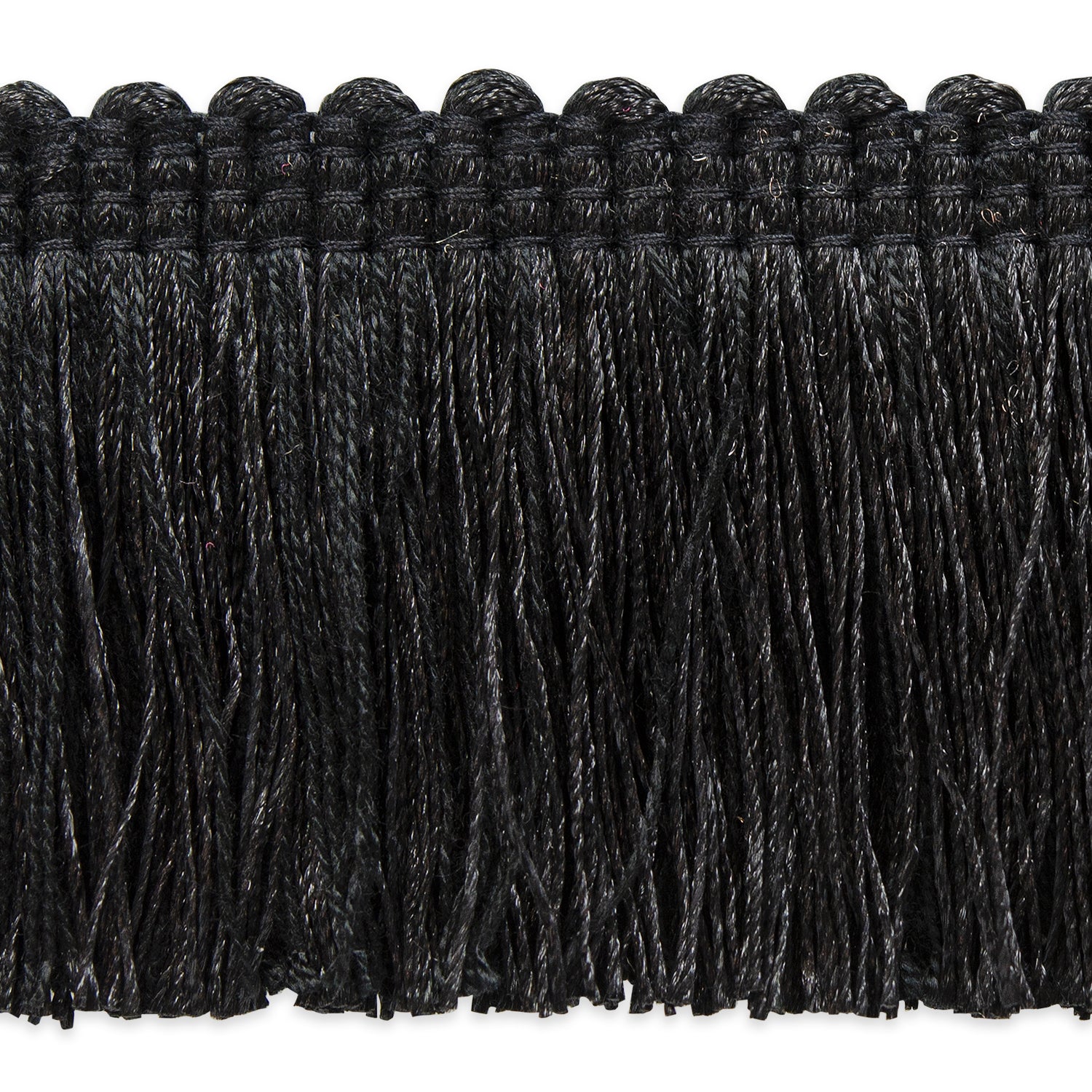 Alina Brush Fringe Trim (Sold by the Yard) Black Brush & Loop Fringe