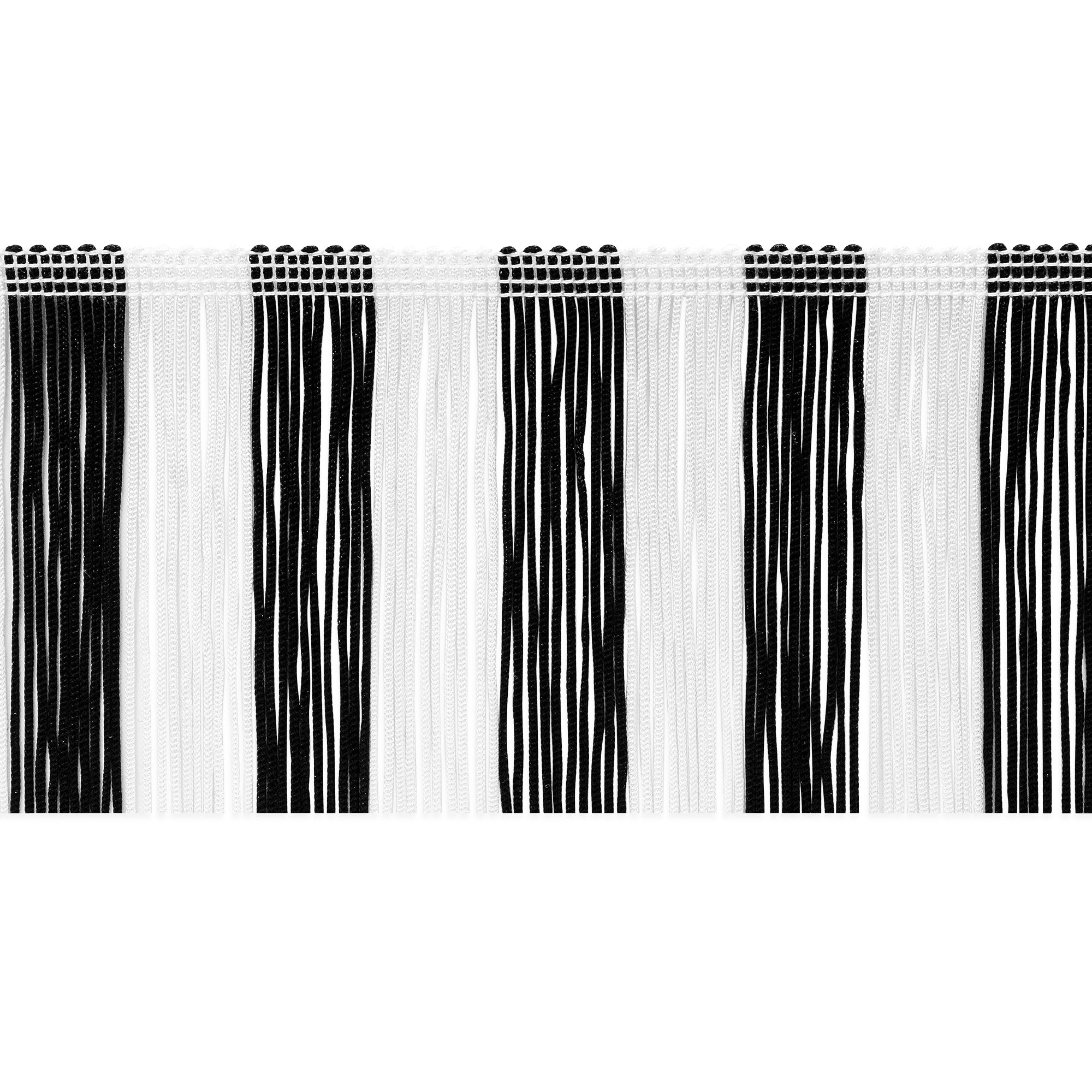 2" Striped Multicolor Chainette Fringe Trim (Sold by the Yard) Black White Chainette Fringe