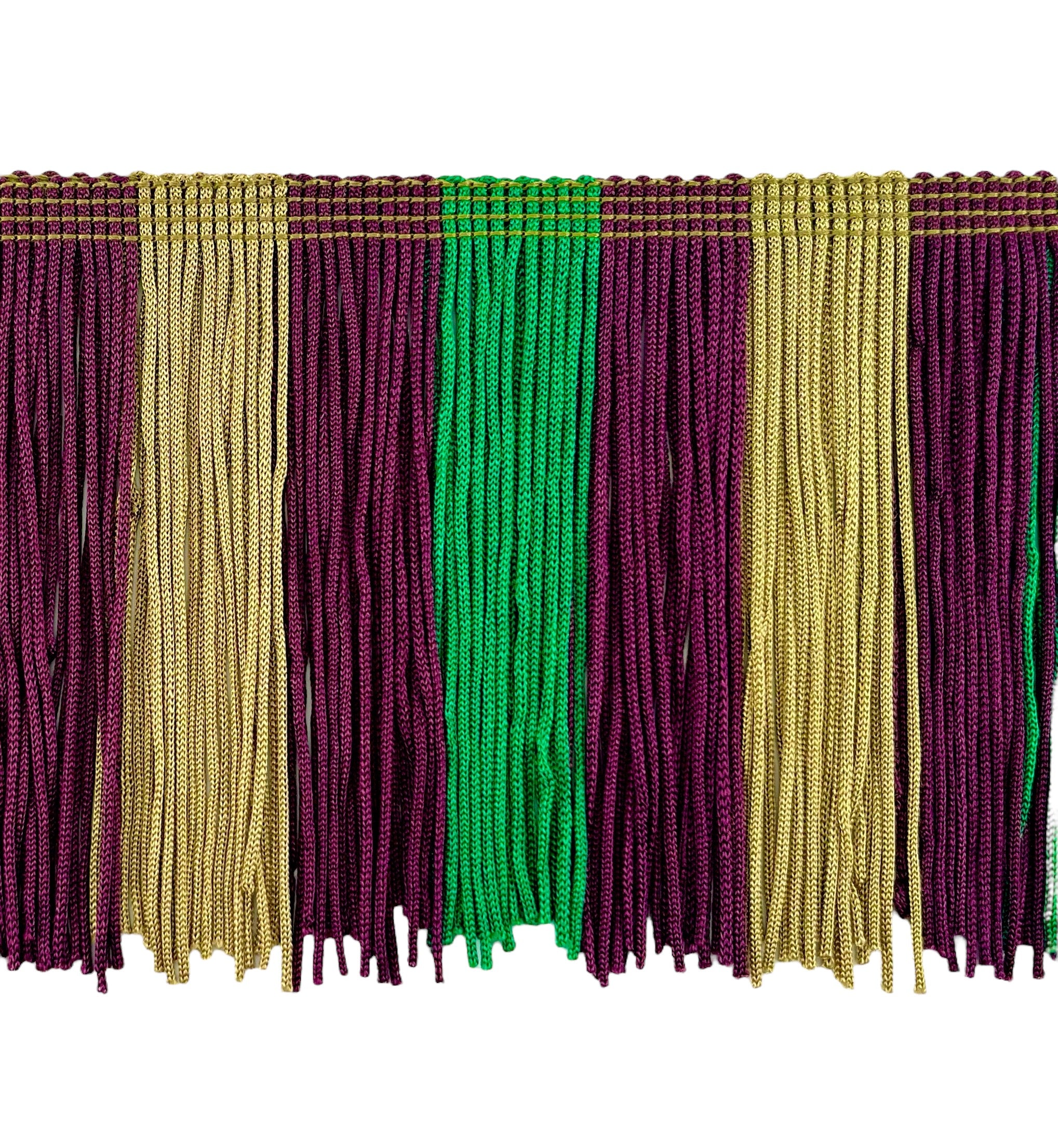 4" Striped Multicolor Chainette Fringe, Decorative, Versatile for Costumes (Sold by the Yard) Mardi Gras 4" Chainette Fringe