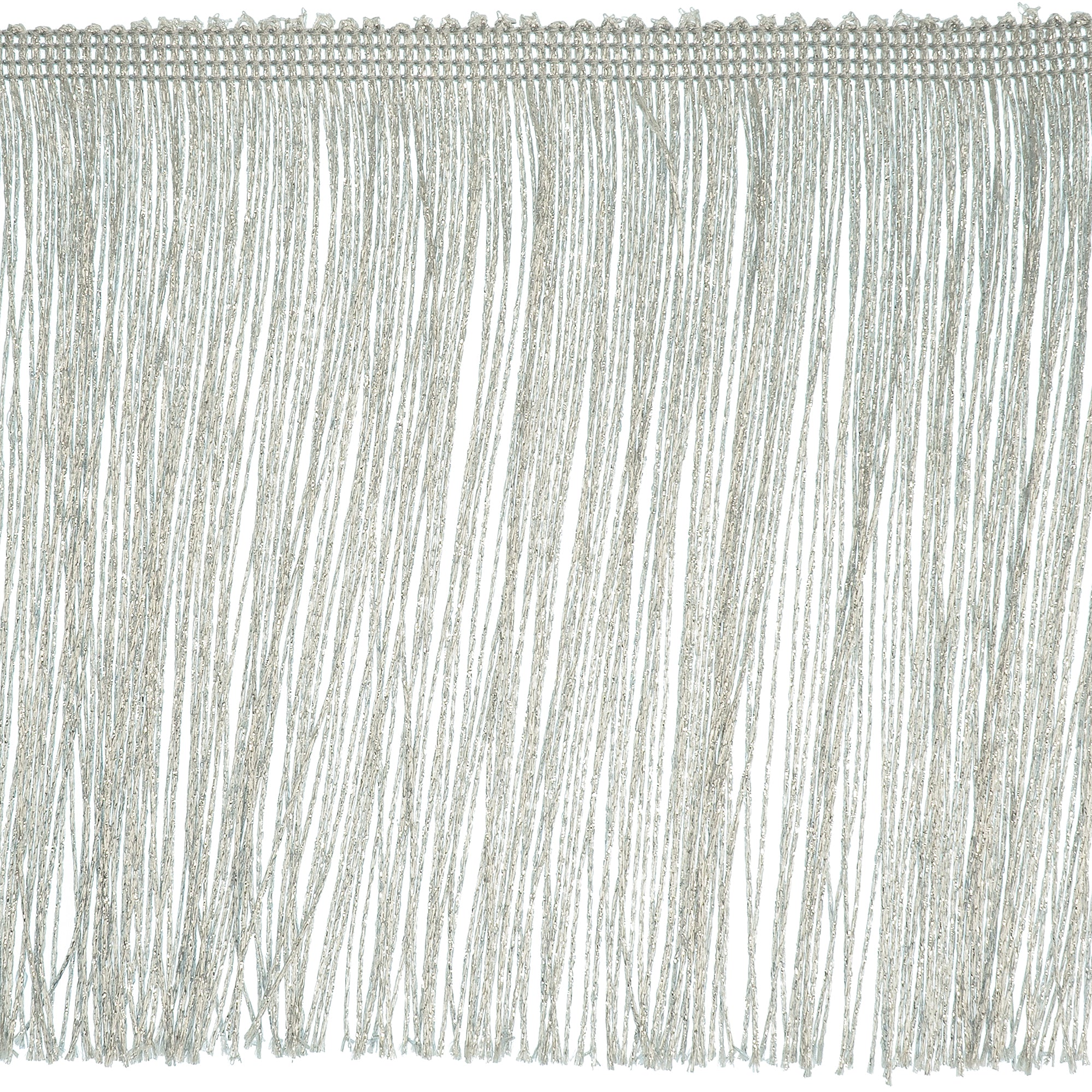 6" Glitter Chainette Fringe Trim (Sold by the Yard) Metallic Silver Chainette Fringe