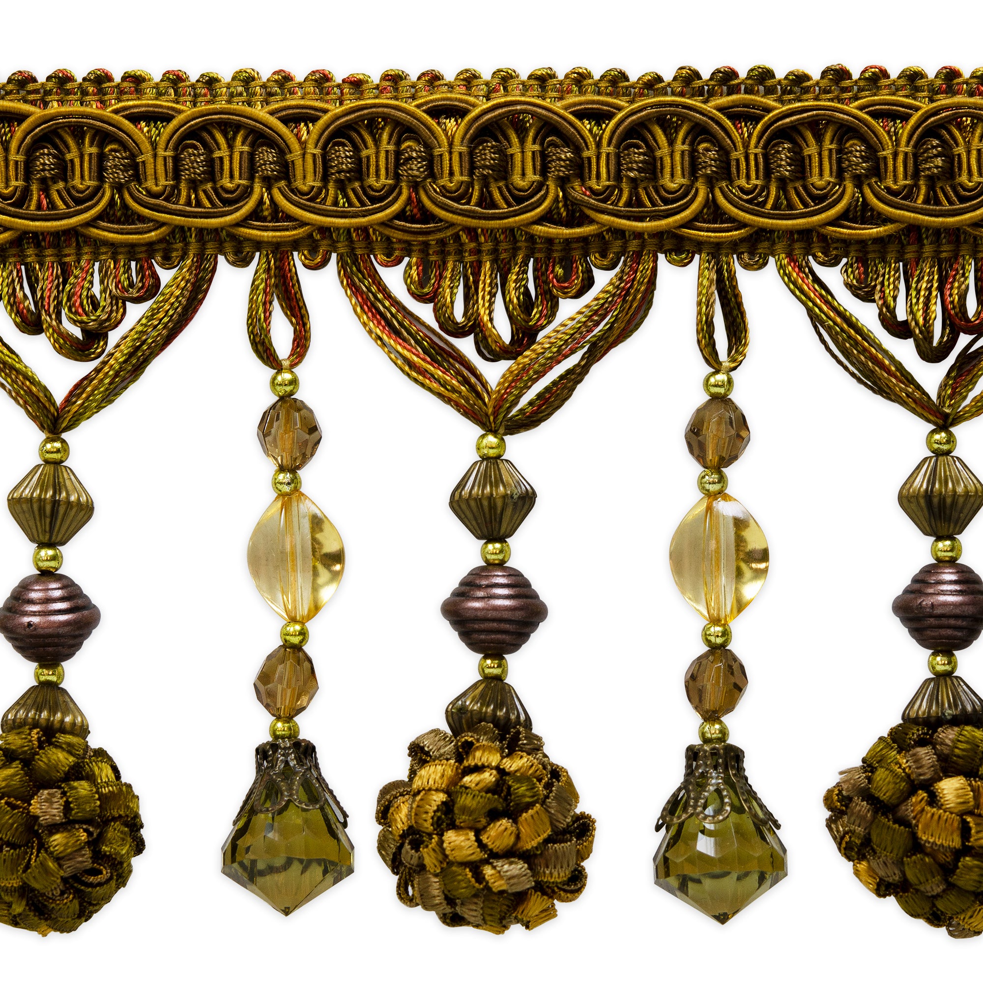 Preshea Decorative Beaded Fringe Trim (Sold by the Yard) Spiced Rum Collection Trims & Fringes