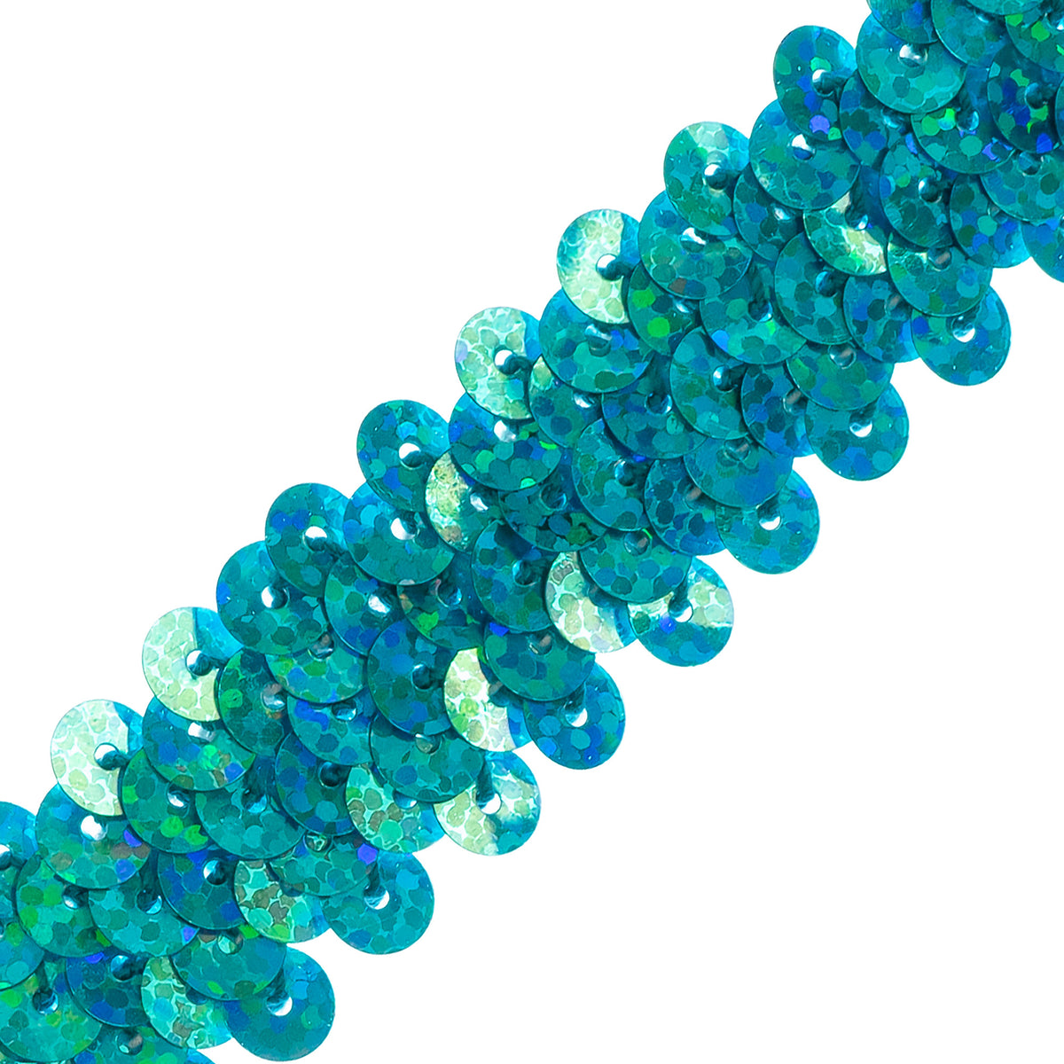 2 Row Starlight Hologram Sequin Stretch Trim (7/8") (Sold by the Yard) Aqua Blue