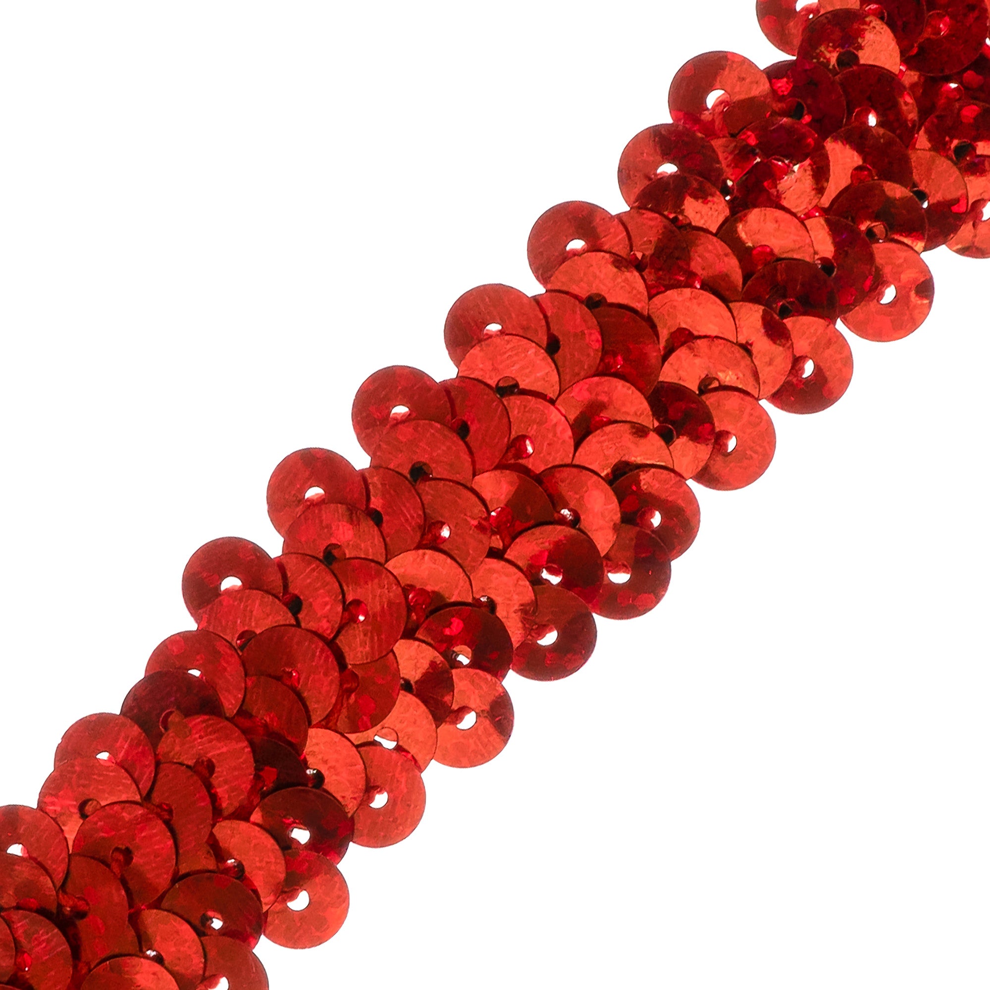 2 Row Starlight Hologram Sequin Stretch Trim (7/8") (Sold by the Yard) Red