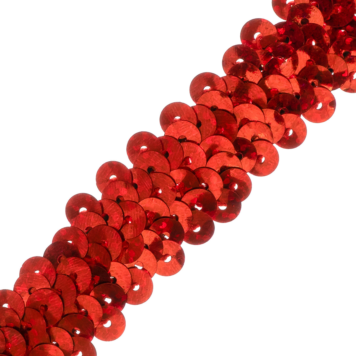2 Row Starlight Hologram Sequin Stretch Trim (7/8") (Sold by the Yard) Red