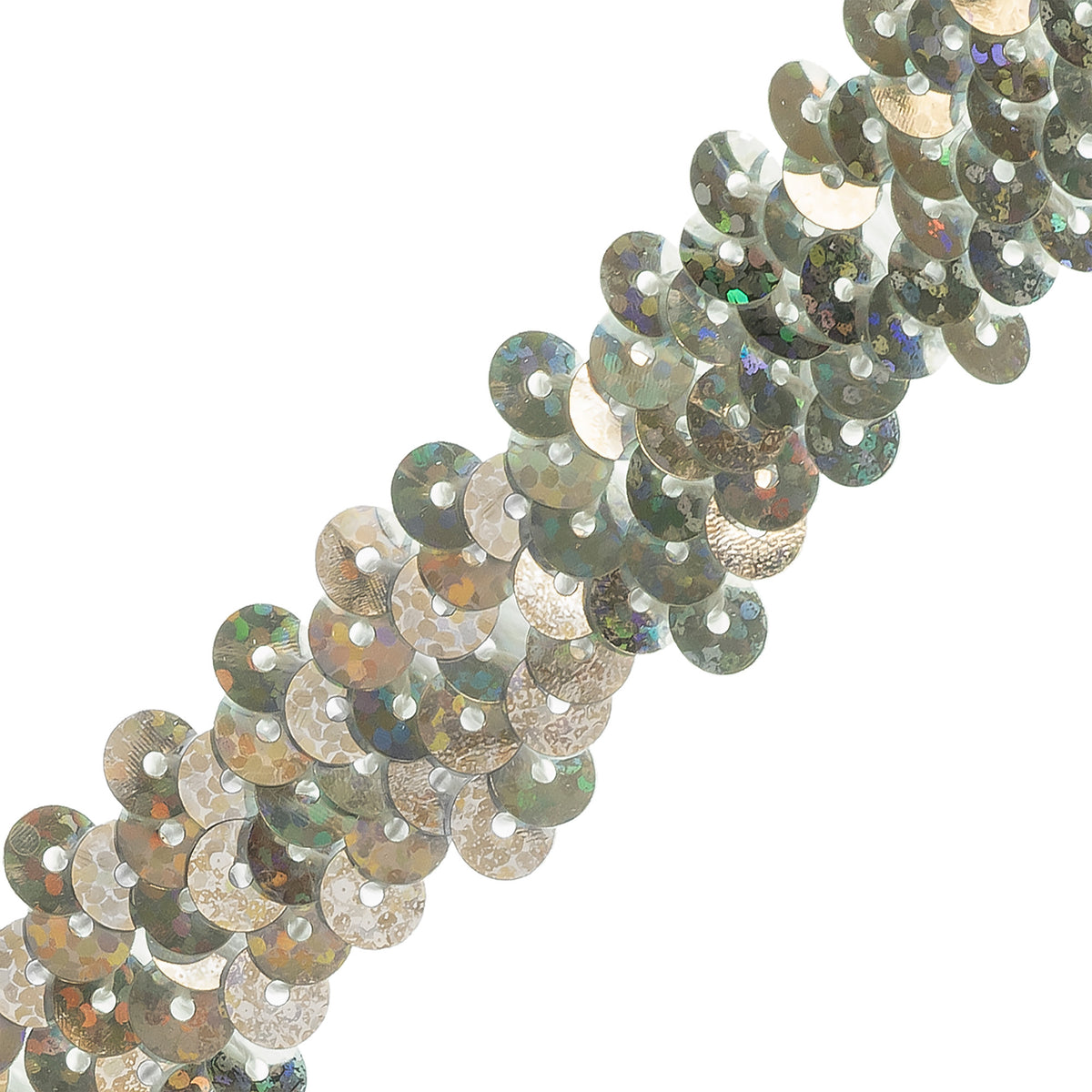 2 Row Starlight Hologram Sequin Stretch Trim (7/8") (Sold by the Yard) Silver