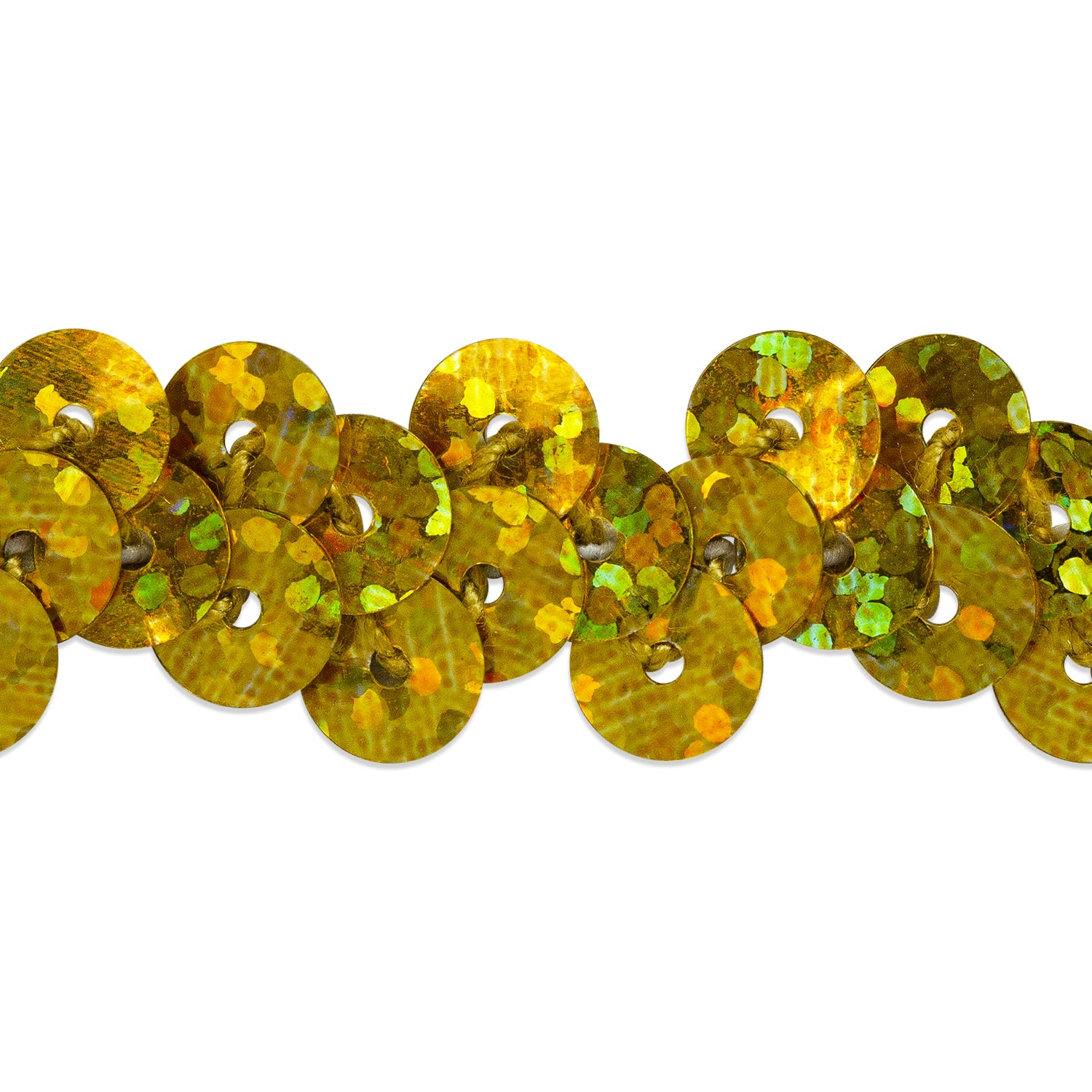 1 Row 3/8" Starlight Hologram Stretch Sequin Trim (Sold by the Yard) Gold Trims & Fringes