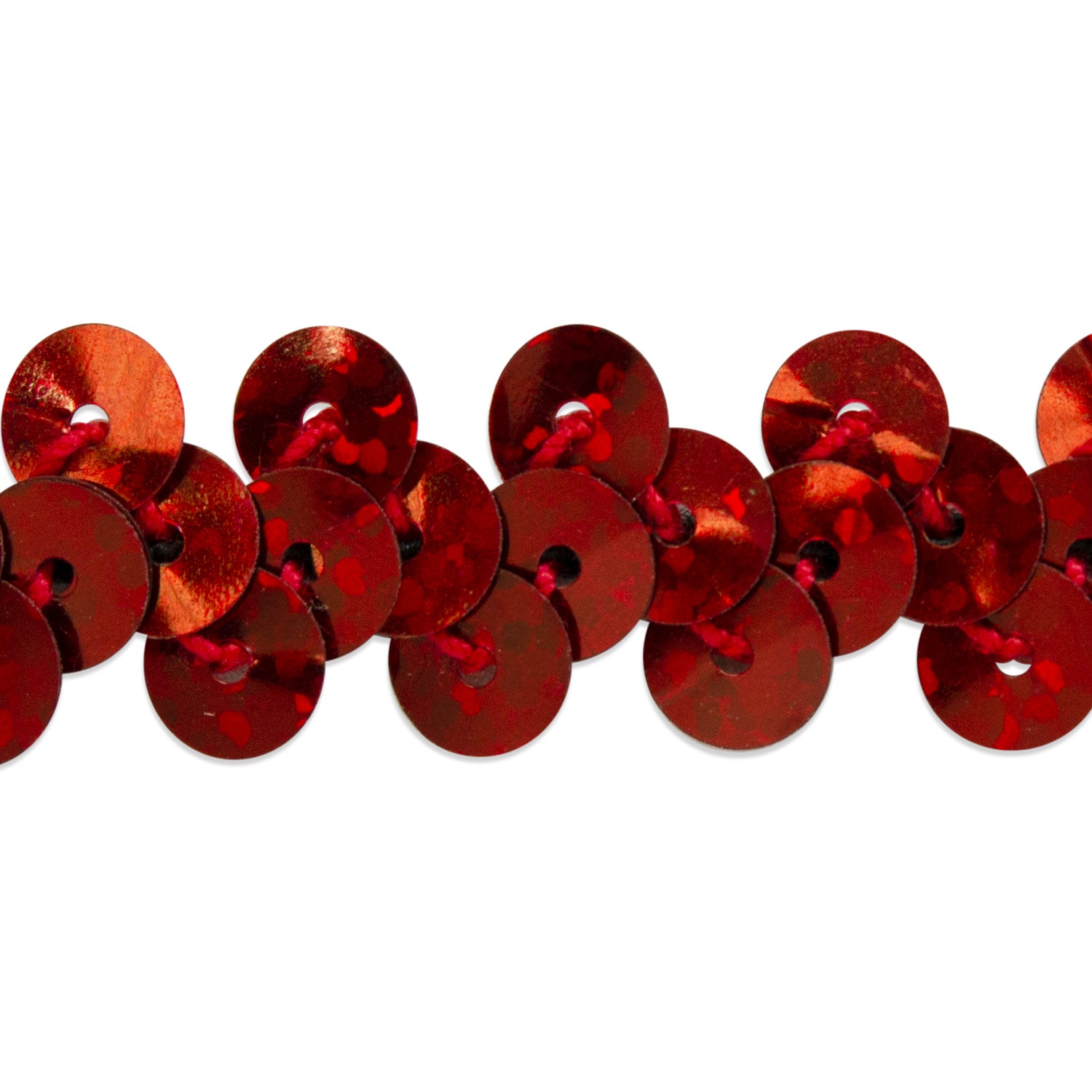 1 Row 3/8" Starlight Hologram Stretch Sequin Trim (Sold by the Yard) Red Trims & Fringes