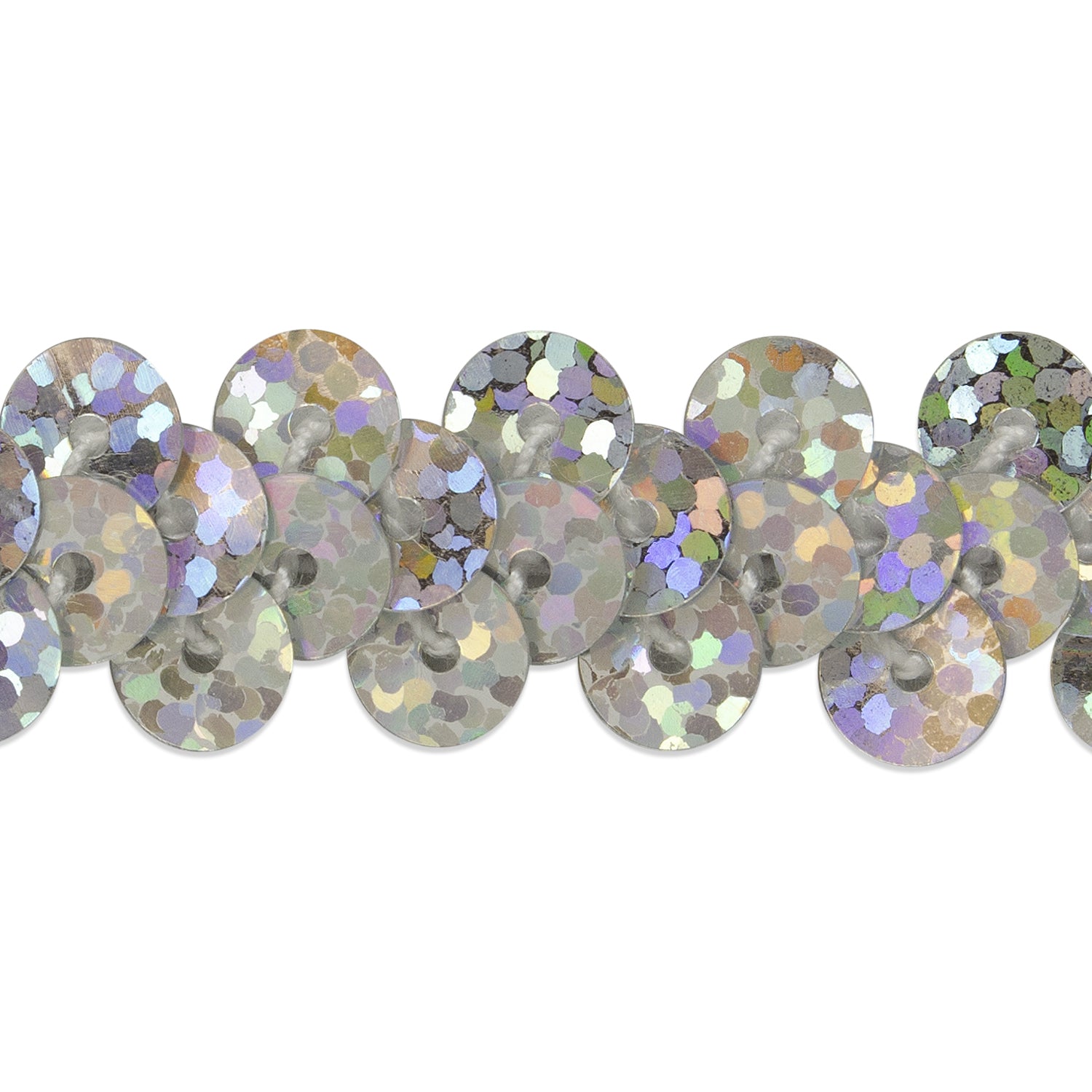 1 Row 3/8" Starlight Hologram Stretch Sequin Trim (Sold by the Yard) Silver Trims & Fringes