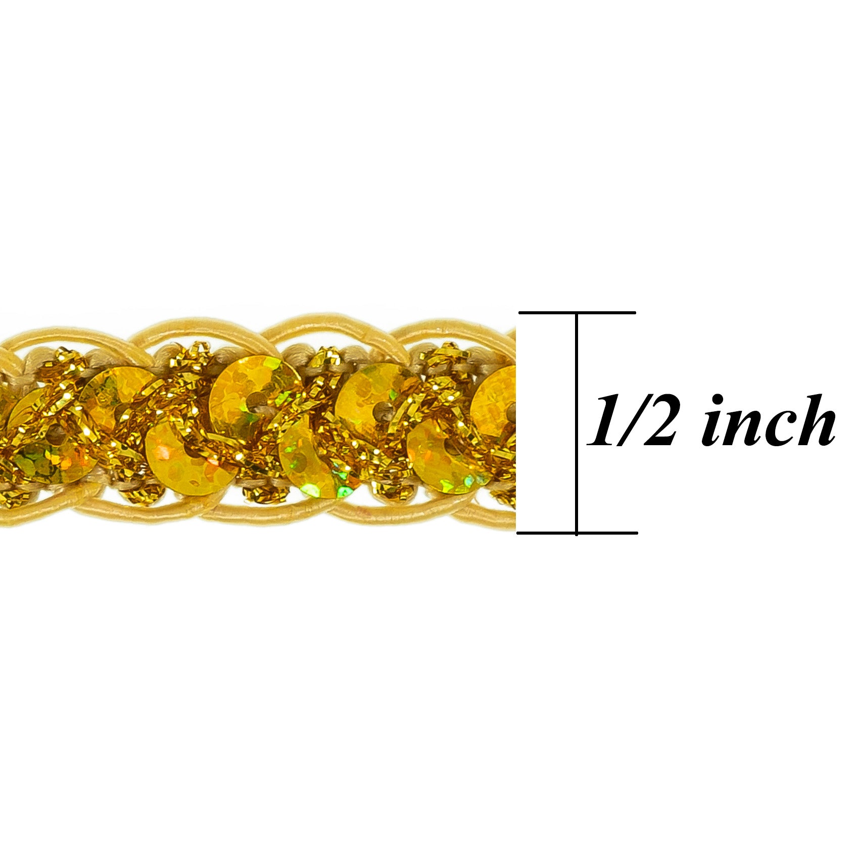 Thea Sequin Braid Cord Trim (1/2") (Sold by the Yard) Trims & Fringes