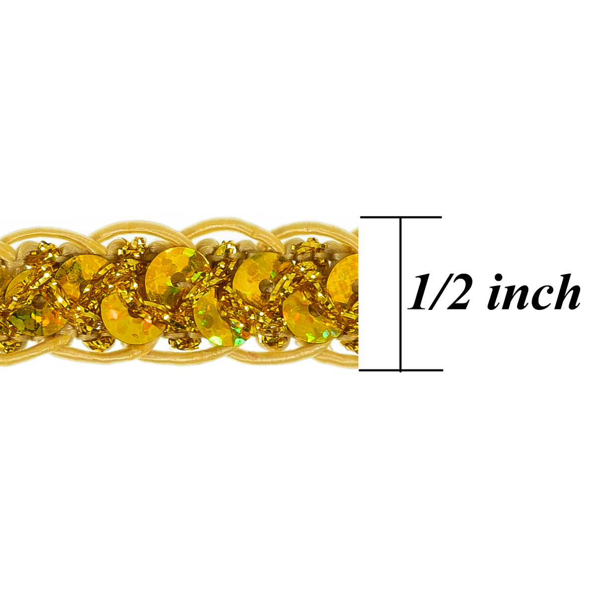 Thea Sequin Braid Cord Trim (1/2") (Sold by the Yard) Trims & Fringes
