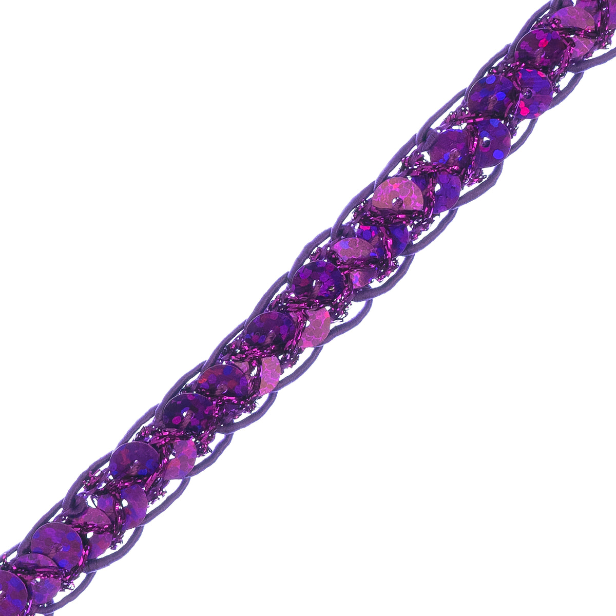 Thea Sequin Braid Cord Trim (1/2") (Sold by the Yard) Purple Trims & Fringes