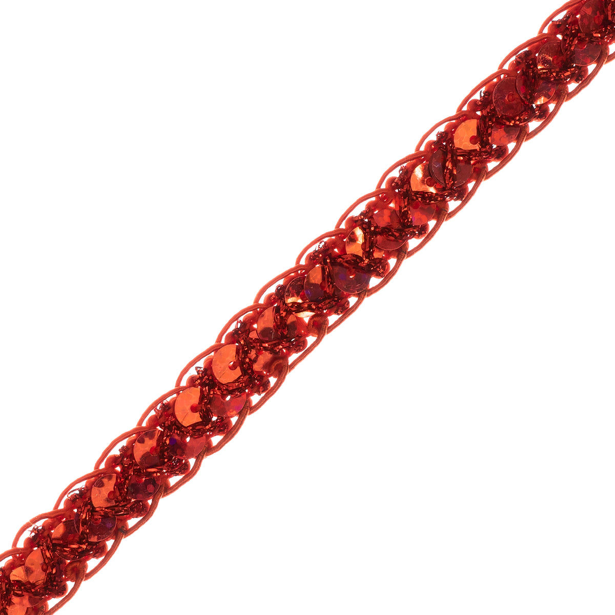 Thea Sequin Braid Cord Trim (1/2") (Sold by the Yard) Red Trims & Fringes