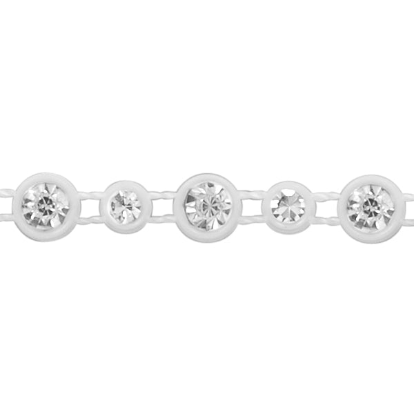 Single-Row Rhinestone Trim SS15+SS10 (Sold by the Yard) White Trims & Fringes