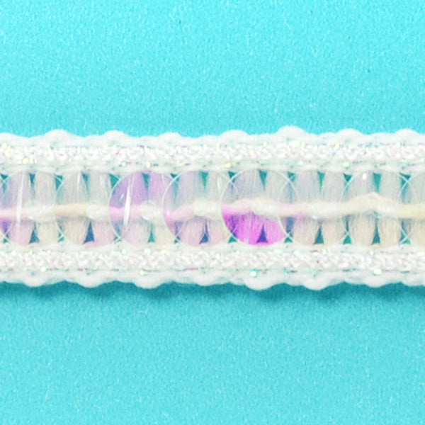 Zali Single Row Sequin with Sparkle Edge Trim (Sold by the Yard) Crystal Aurora Borealis Trims & Fringes