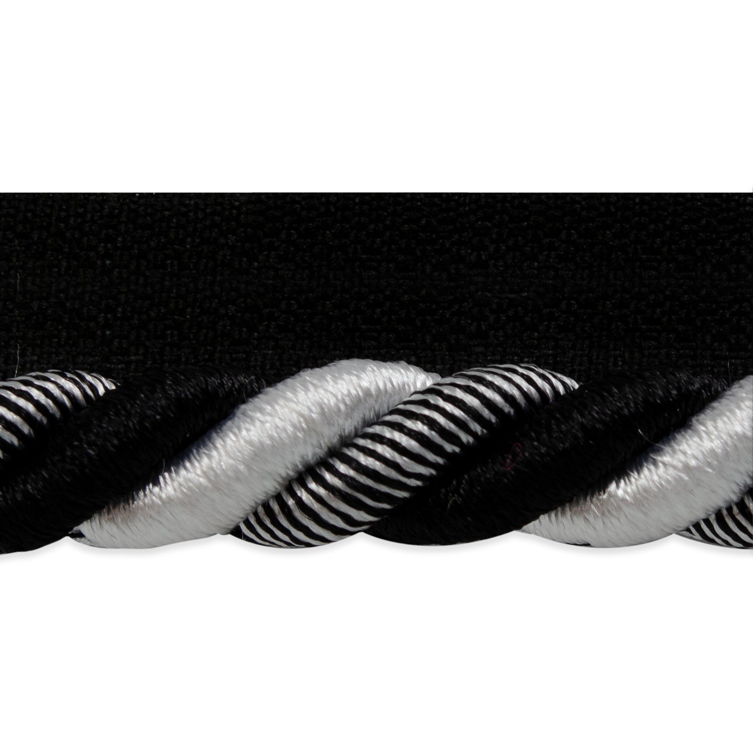Leona 3/8" Twisted Lip Cord Trim (Sold by the Yard) Black White 3/8" Cords & Lip Cords