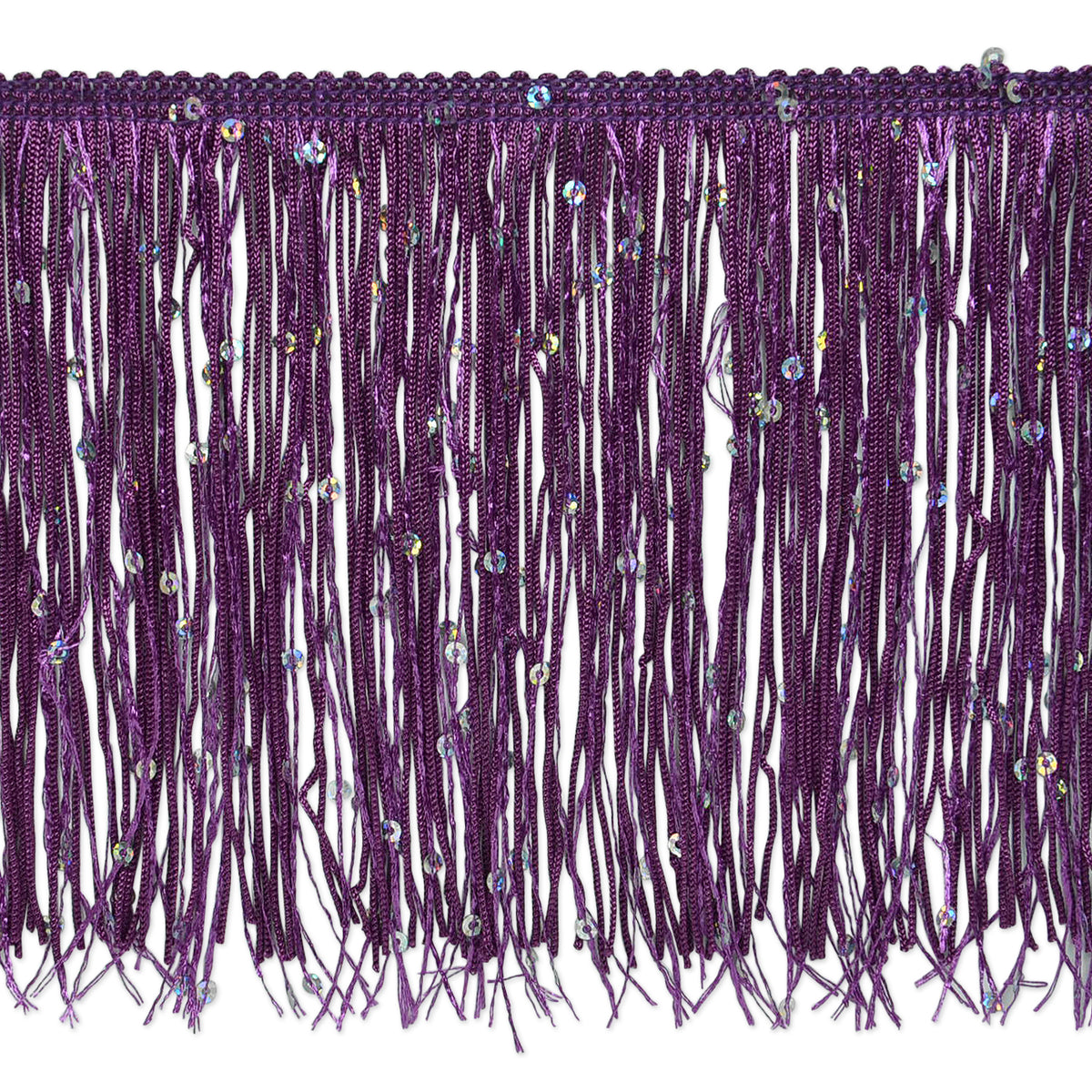 6" Starlight Hologram Sequin Chainette Fringe Trim (Sold by the Yard) Purple 6" Chainette Fringe