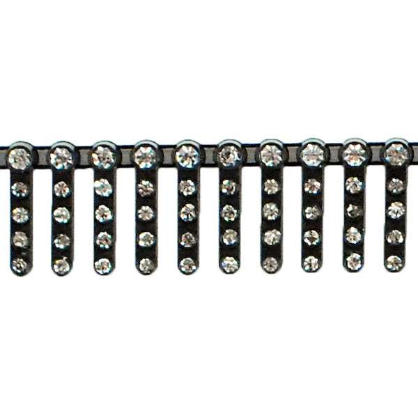 Glass Rhinestone Fringe Trim (Sold by the Yard) Black Trims & Fringes