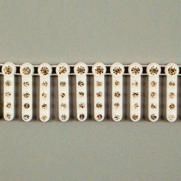 Glass Rhinestone Fringe Trim (Sold by the Yard) White Trims & Fringes