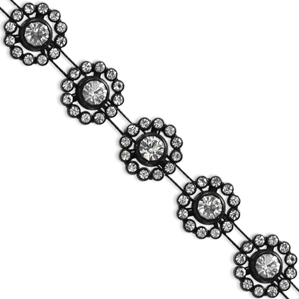 Oval Medallion Glass Rhinestone Trim (Sold by the Yard) Trims & Fringes