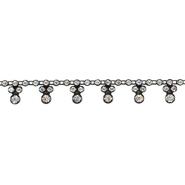Scalloped Glass Rhinestone Trim (Sold by the Yard) Black Trims & Fringes
