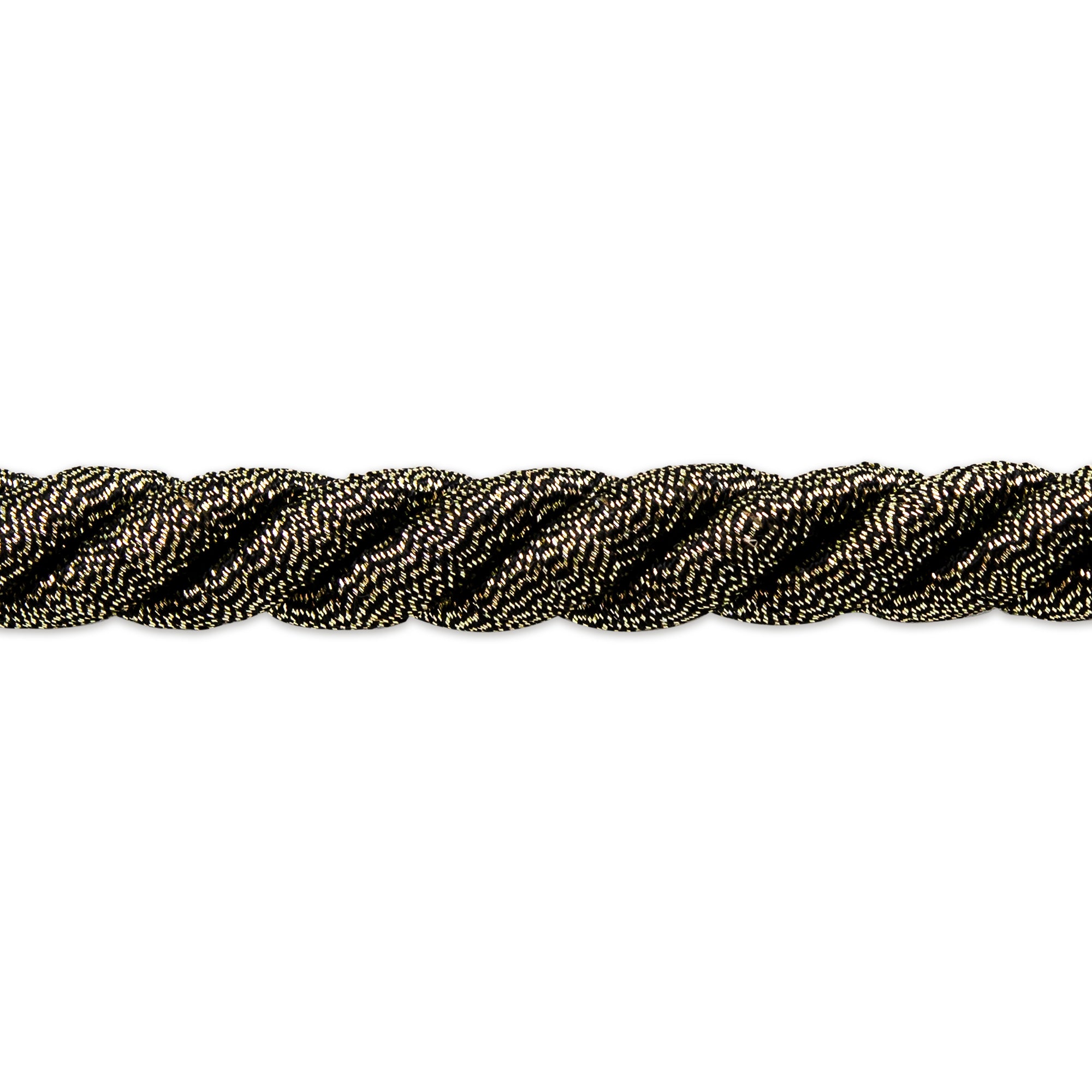 Holly 3/8" Metallic Twisted Cord Trim (Sold by the Yard) Black Gold Holiday Trims