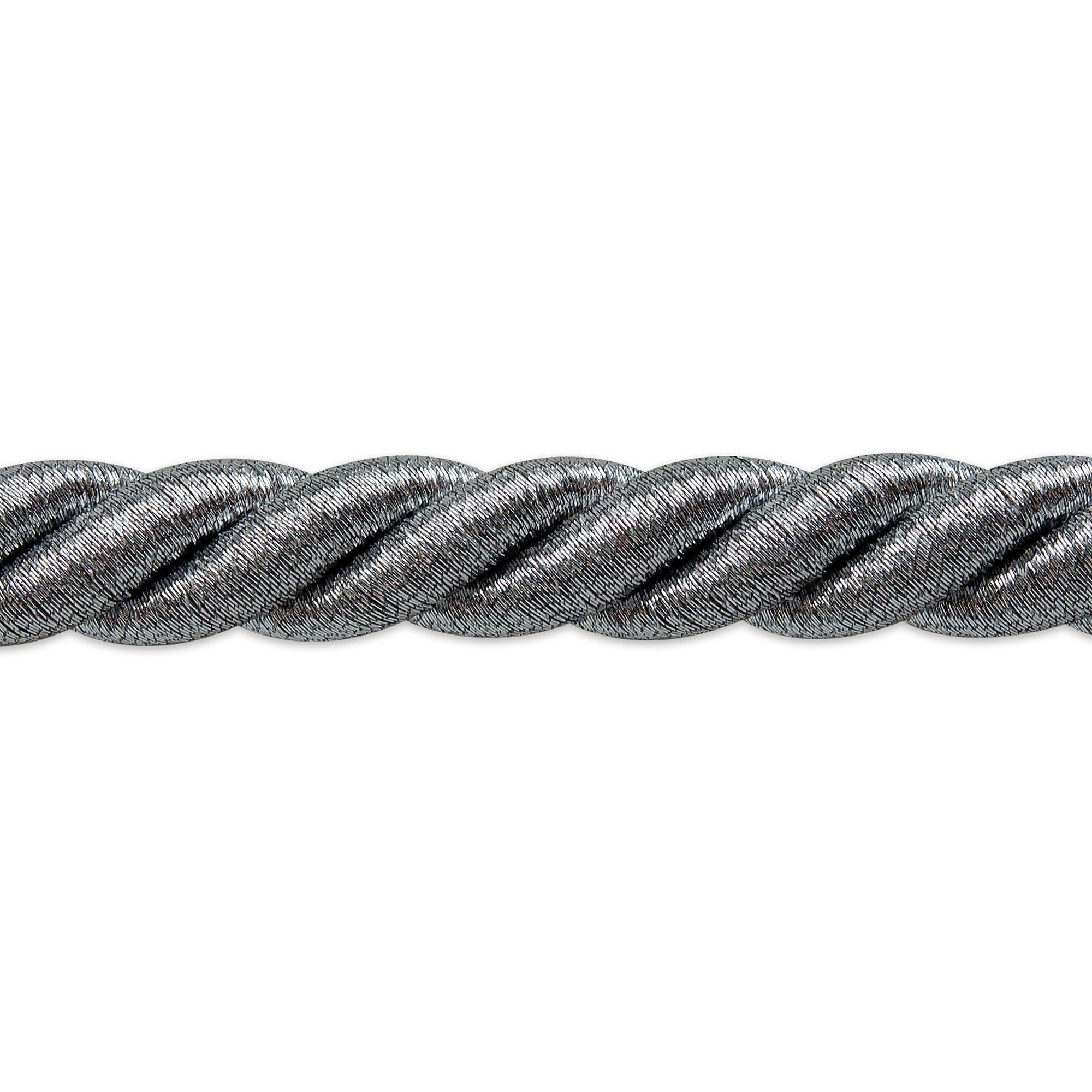 Holly 3/8" Metallic Twisted Cord Trim (Sold by the Yard) Metallic Silver Holiday Trims