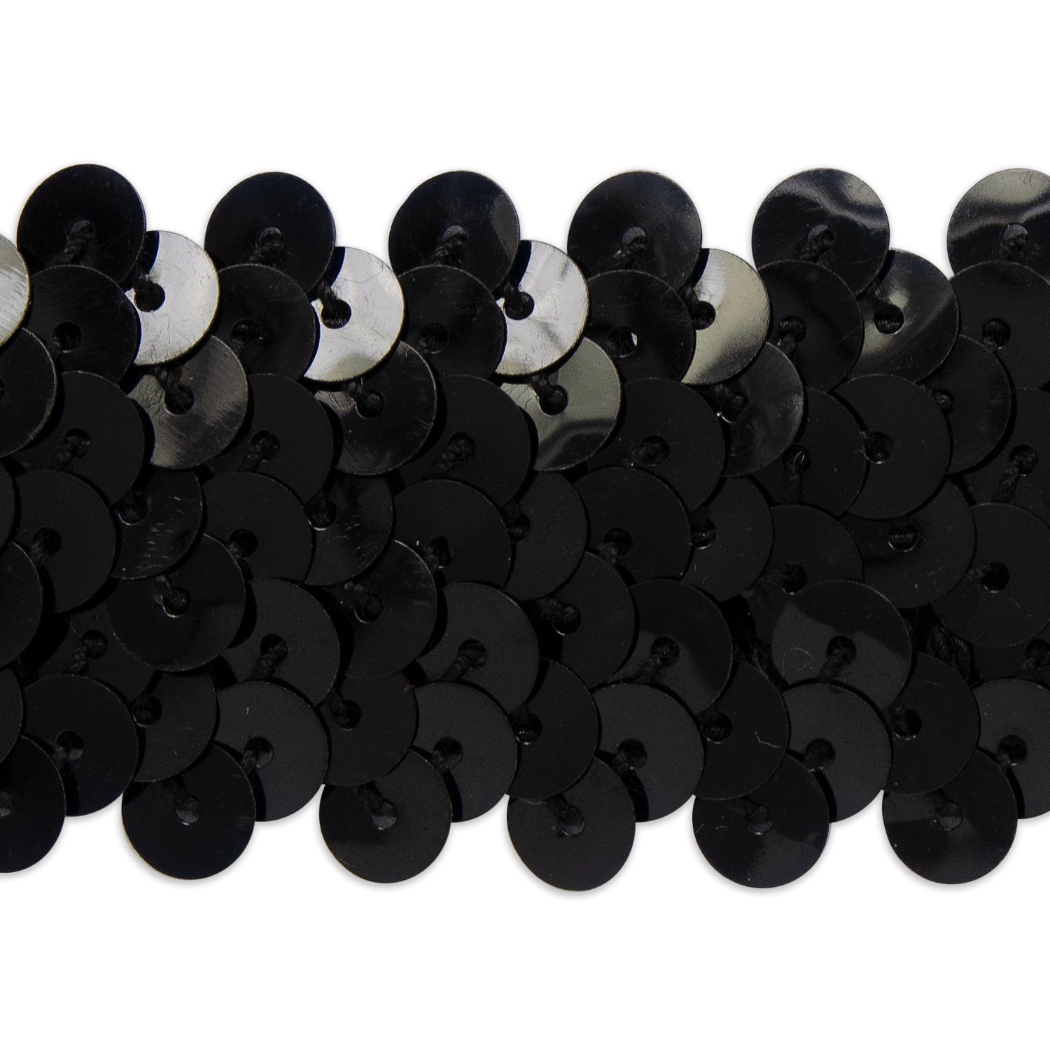 3 Row 1 1/4" Metallic Stretch Sequin Trim (Sold by the Yard) Black Trims & Fringes