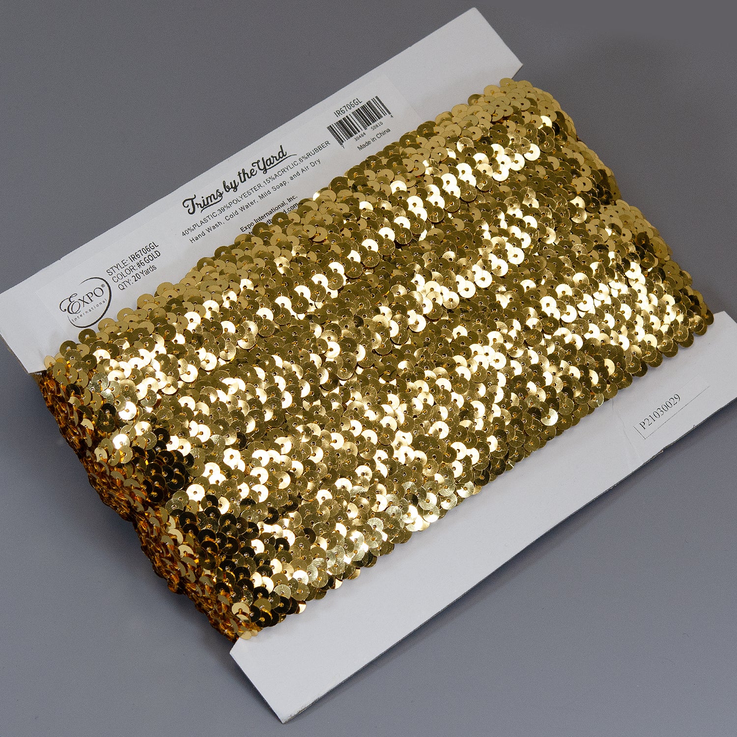 3 Row 1 1/4" Metallic Stretch Sequin Trim (Sold by the Yard) Trims & Fringes