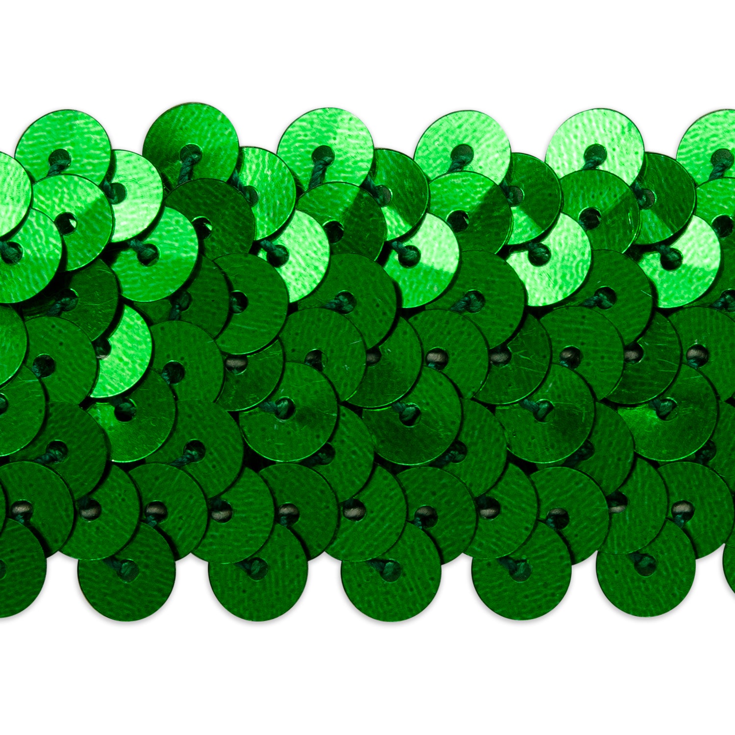 3 Row 1 1/4" Metallic Stretch Sequin Trim (Sold by the Yard) Green Trims & Fringes