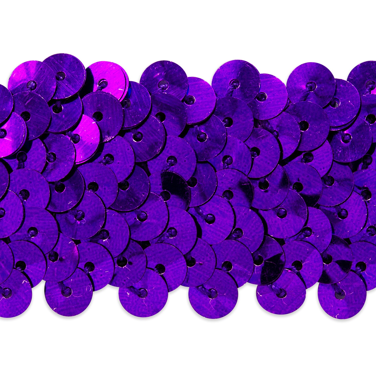 3 Row 1 1/4" Metallic Stretch Sequin Trim (Sold by the Yard) Purple Trims & Fringes
