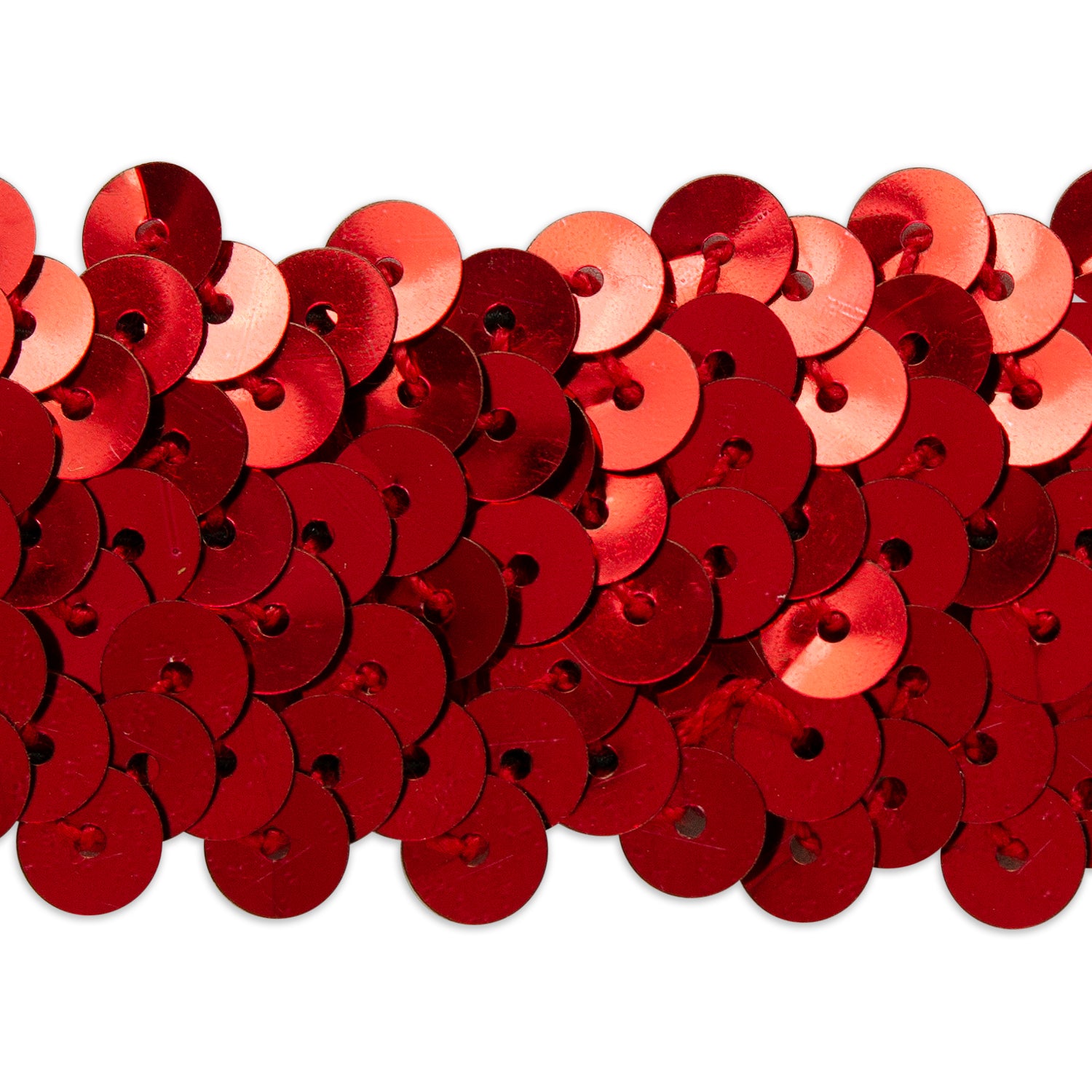 3 Row 1 1/4" Metallic Stretch Sequin Trim (Sold by the Yard) Red Trims & Fringes