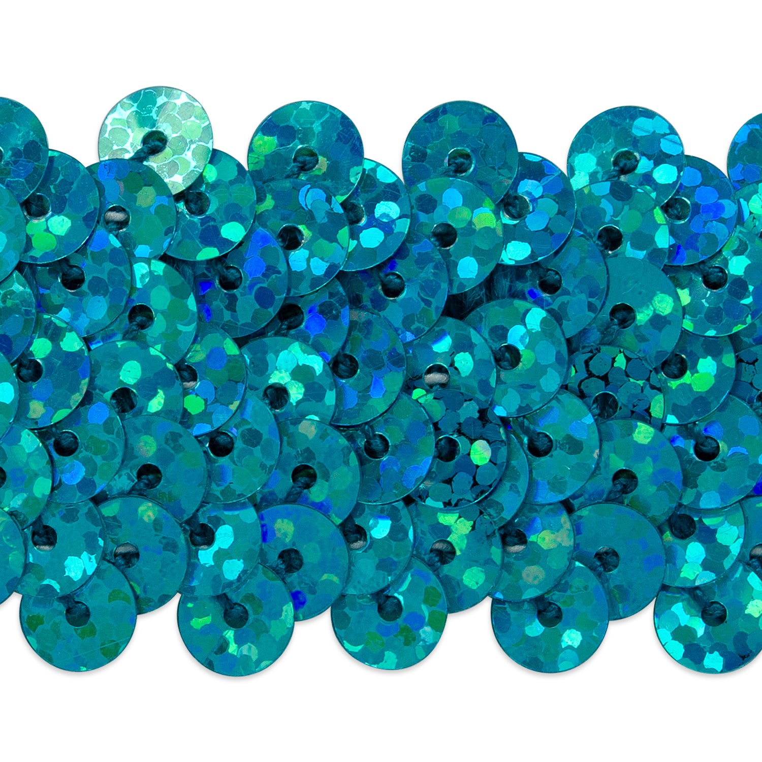3 Row Starlight Stretch Sequin Trim 1 1/4" (Sold by the Yard) Aqua Blue Sequin Trims & Fringes