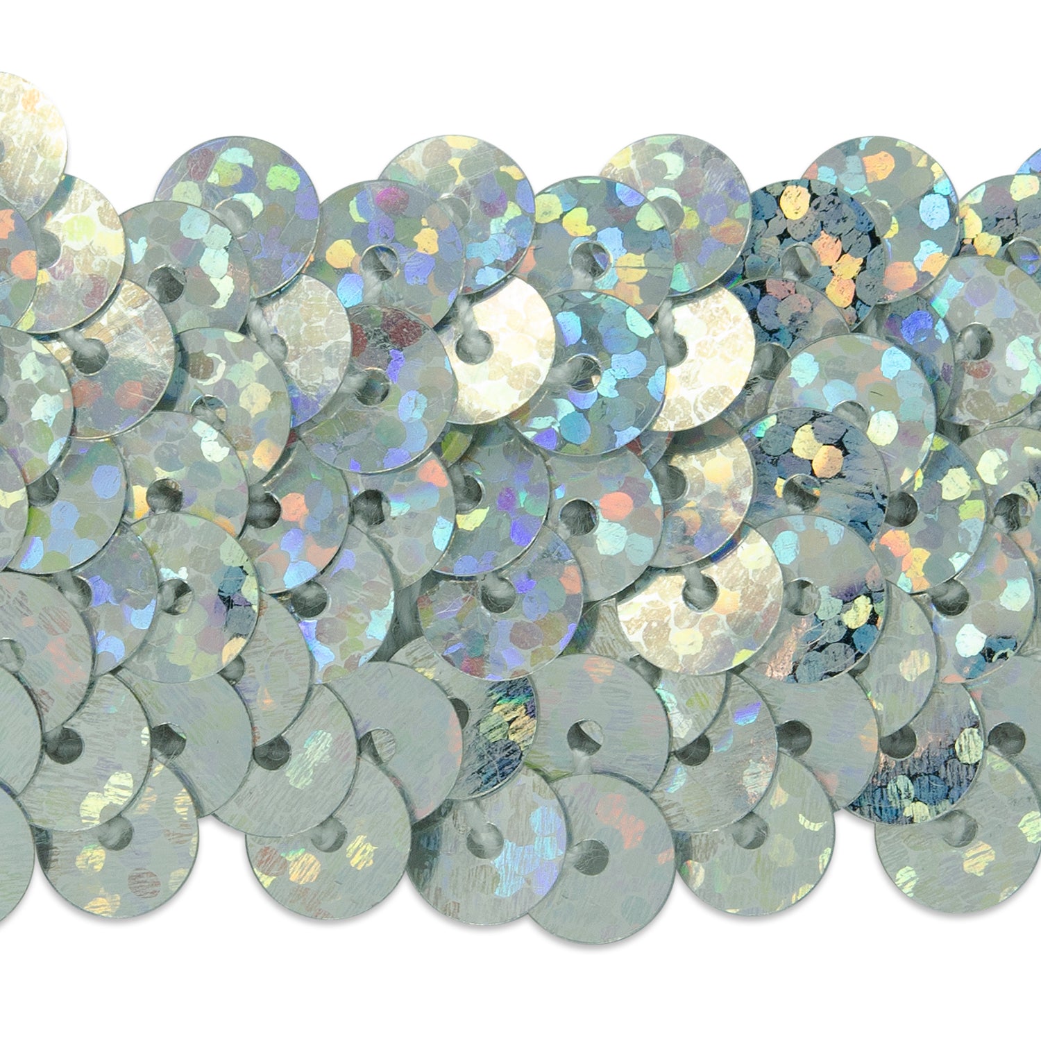 3 Row Starlight Stretch Sequin Trim 1 1/4" (Sold by the Yard) Silver Sequin Trims & Fringes