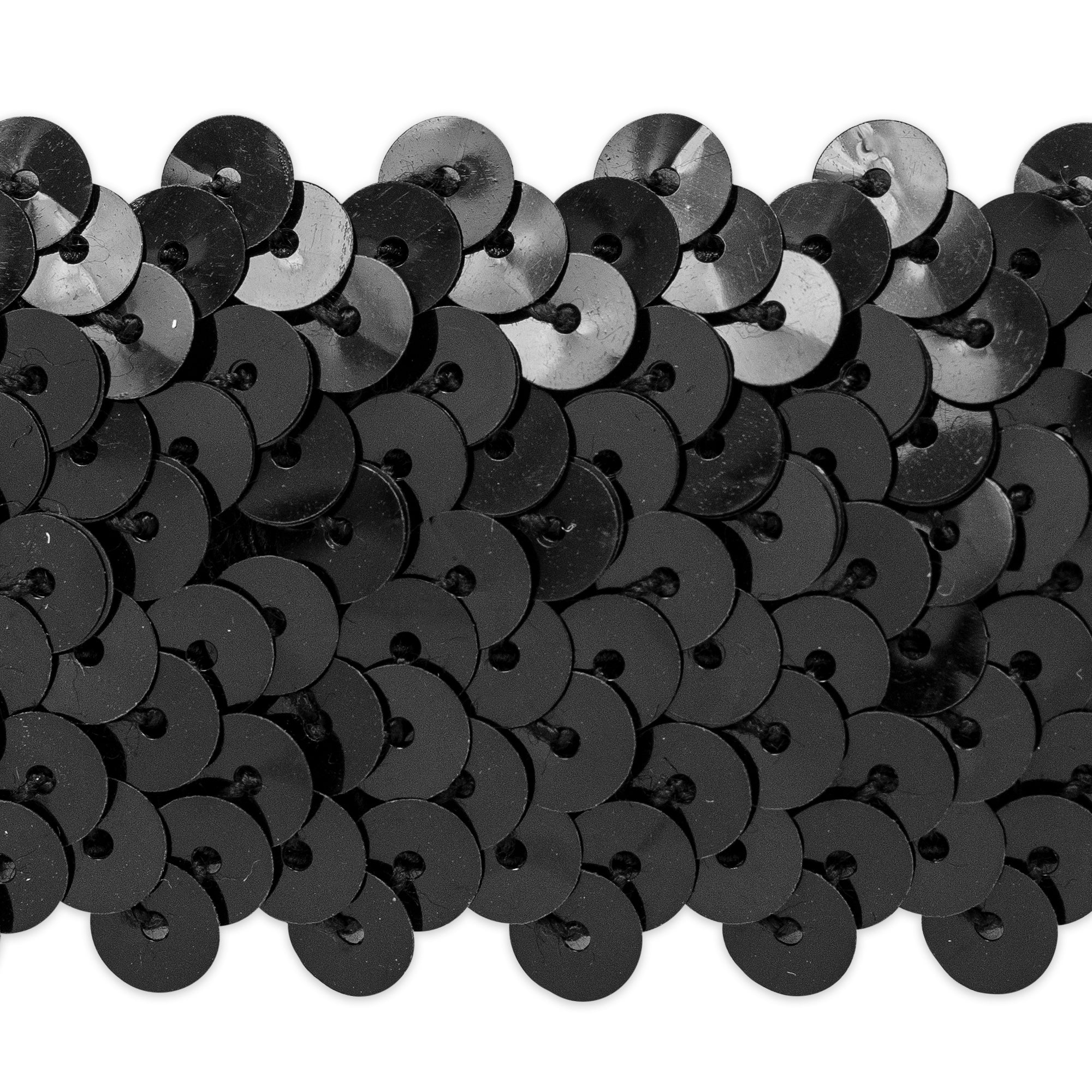 4 Row 1 1/2" Metallic Stretch Sequin Trim (Sold by the Yard) Black Trims & Fringes