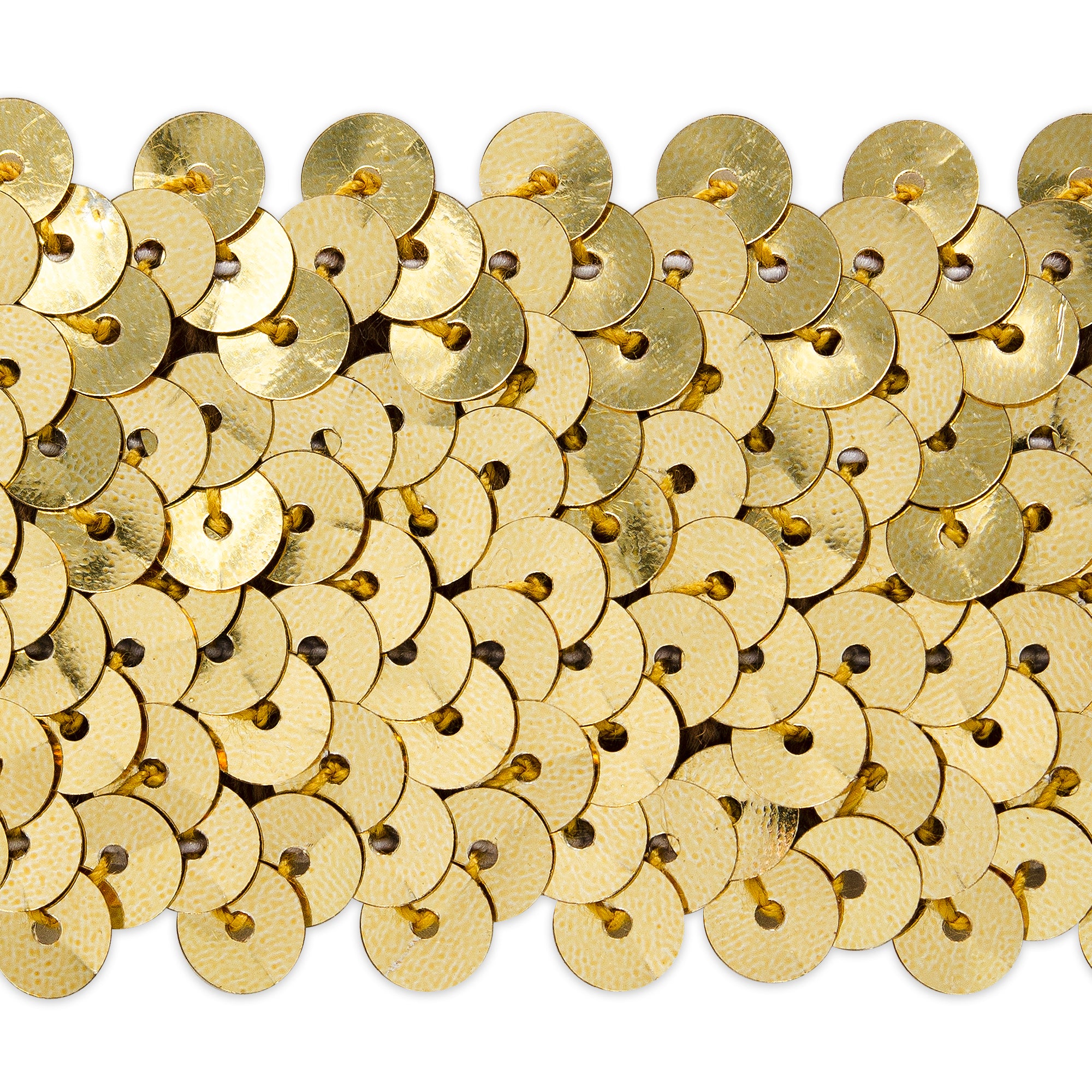 4 Row 1 1/2" Metallic Stretch Sequin Trim (Sold by the Yard) Gold Trims & Fringes