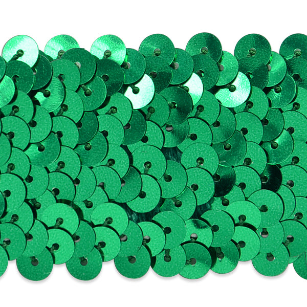 4 Row 1 1/2" Metallic Stretch Sequin Trim (Sold by the Yard) Green Trims & Fringes