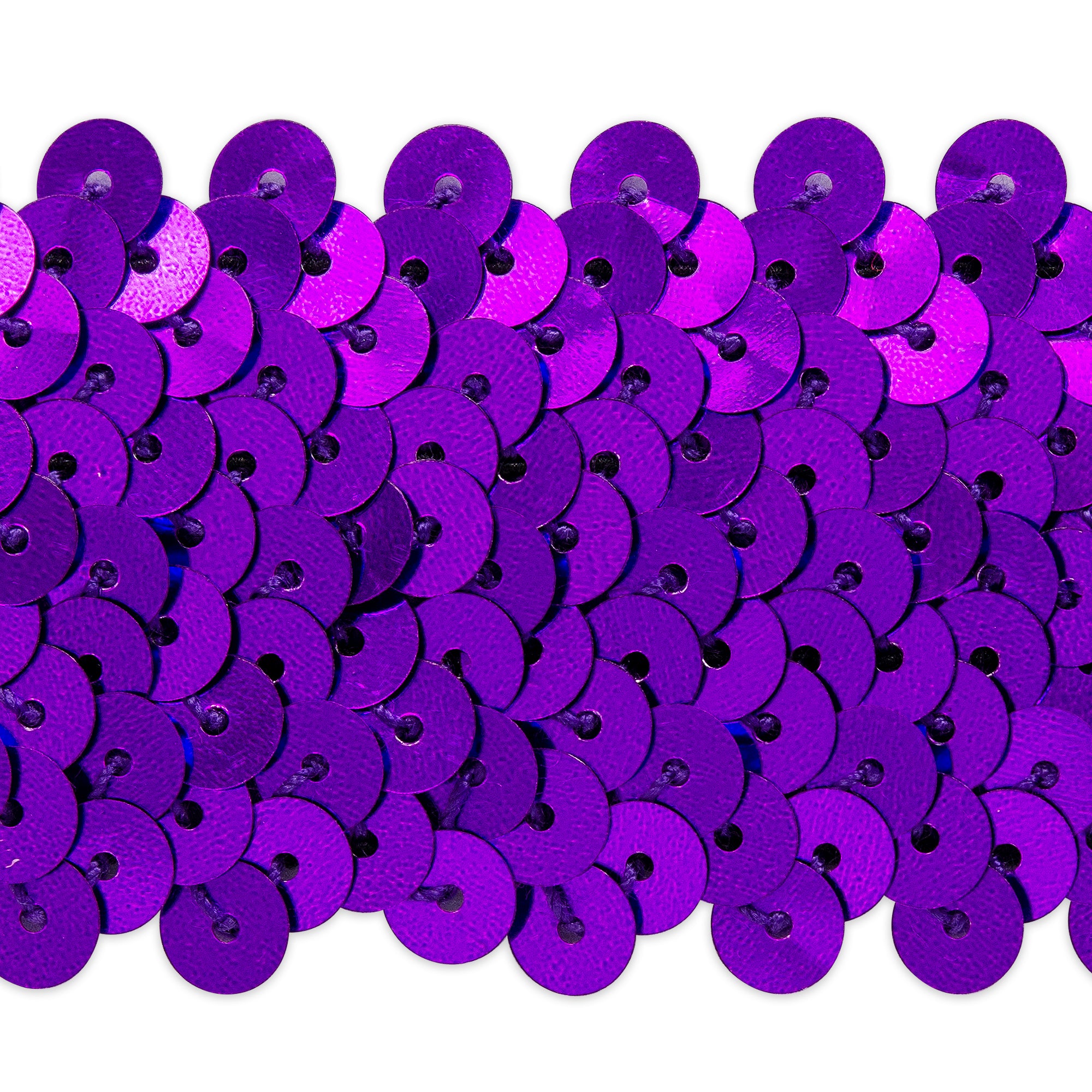 4 Row 1 1/2" Metallic Stretch Sequin Trim (Sold by the Yard) Purple Trims & Fringes