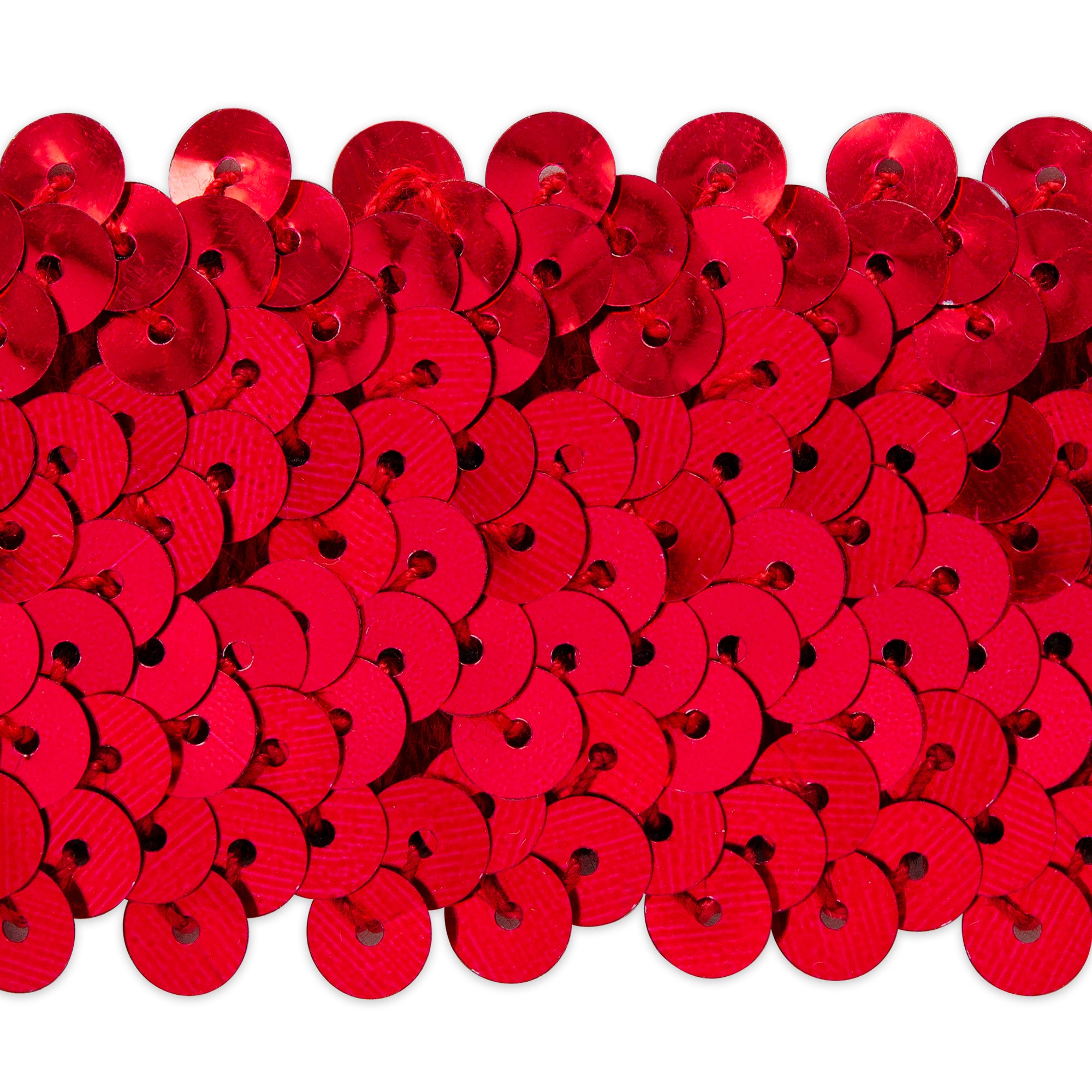 4 Row 1 1/2" Metallic Stretch Sequin Trim (Sold by the Yard) Red Trims & Fringes