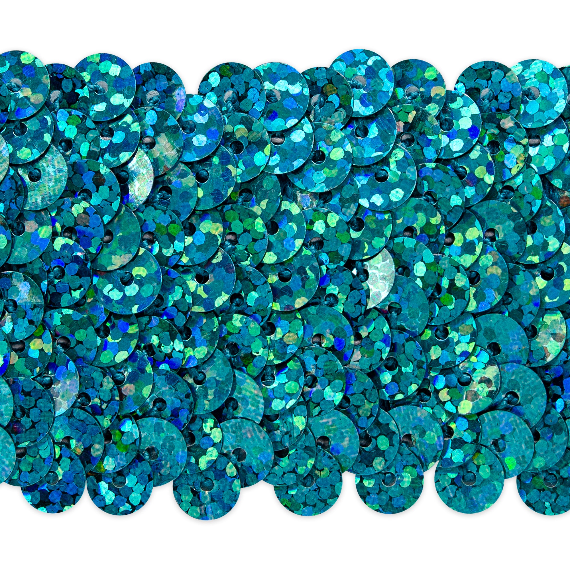 4 Row 1 1/2" Starlight Hologram Stretch Sequin Trim (Sold by the Yard) Aqua Blue Sequin Trims & Fringes