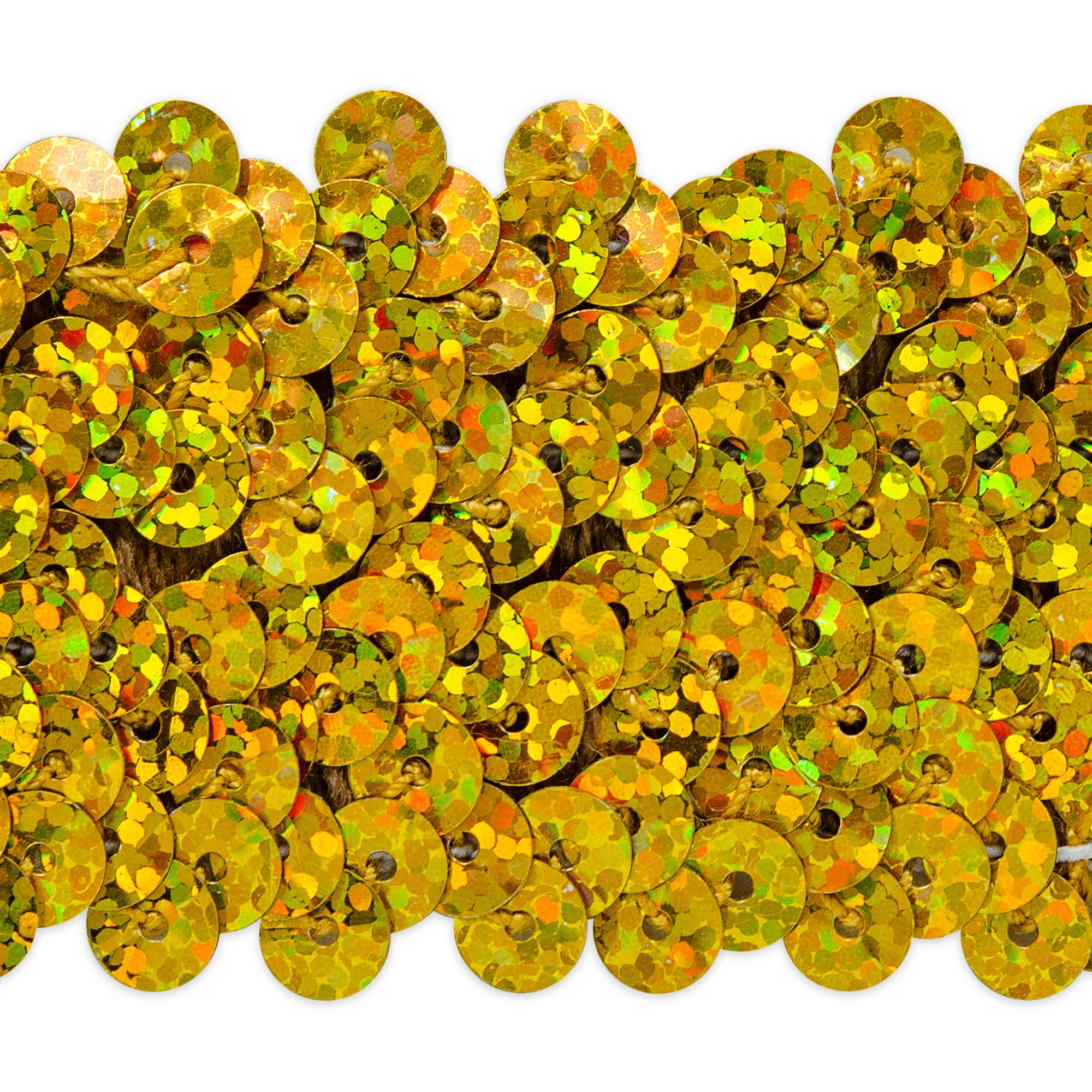 4 Row 1 1/2" Starlight Hologram Stretch Sequin Trim (Sold by the Yard) Gold Sequin Trims & Fringes