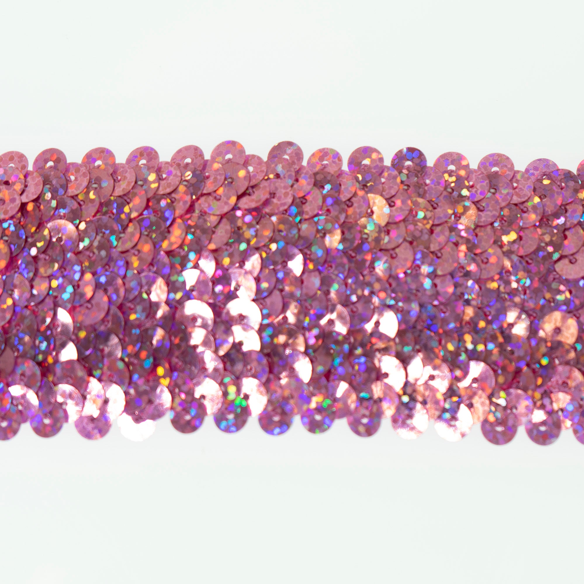 4 Row 1 1/2" Starlight Hologram Stretch Sequin Trim (Sold by the Yard) Pink Sequin Trims & Fringes