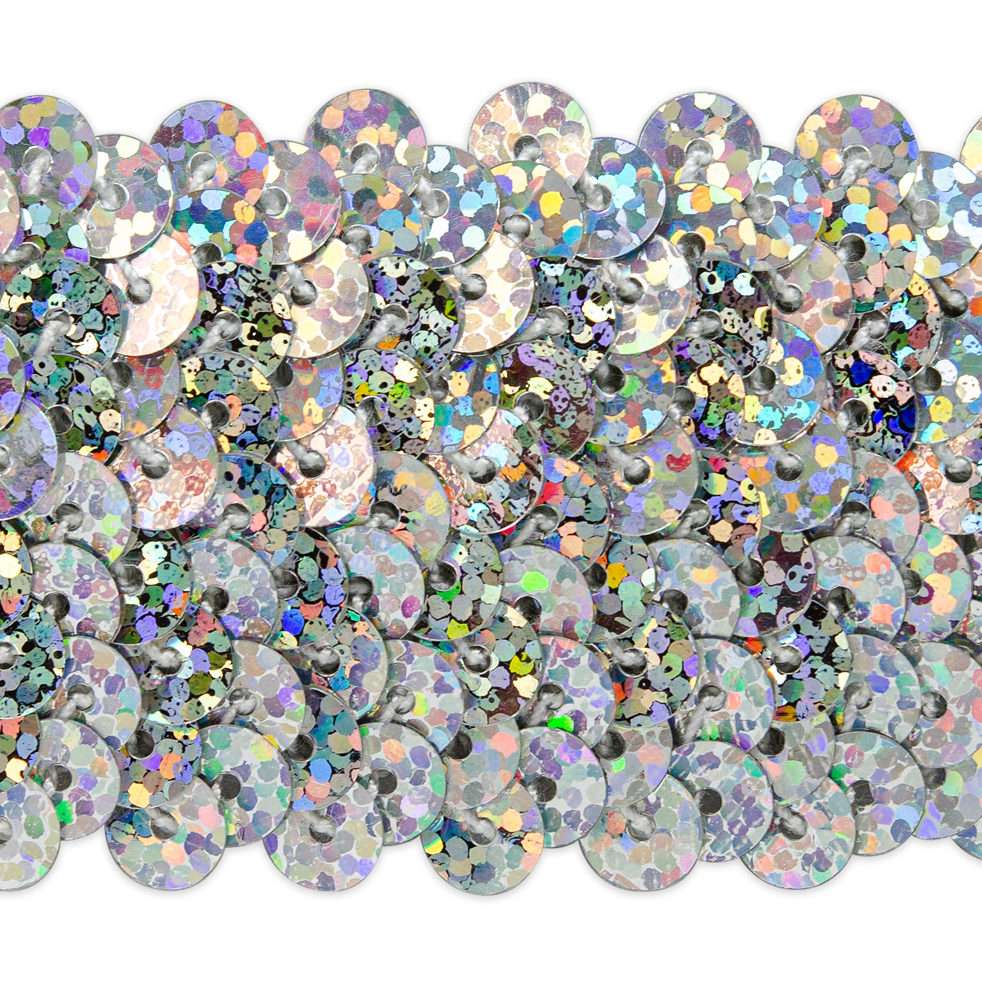 4 Row 1 1/2" Starlight Hologram Stretch Sequin Trim (Sold by the Yard) Silver Sequin Trims & Fringes
