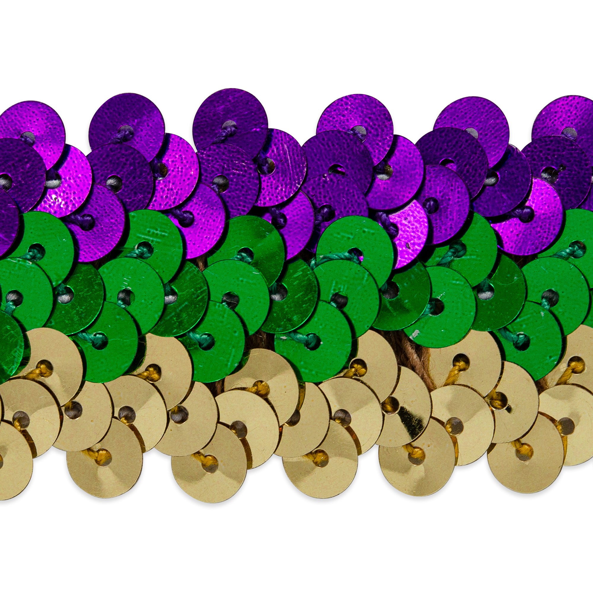 3 Row 1 1/4" Metallic Mardis Gras Stretch Sequin Trim (Sold by the Yard) Default Title Trims & Fringes