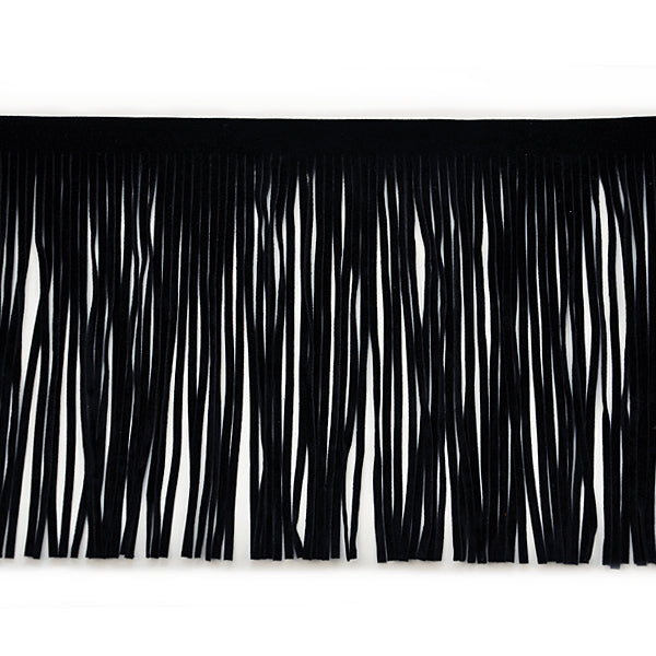 6" Faux Suede Fringe Trim (Sold by the Yard) Black Trims & Fringes
