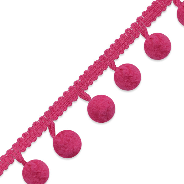 3/8"Pom Fringe Trim (Sold by the Yard) Fuchsia Ball/Pom Trims & Fringes