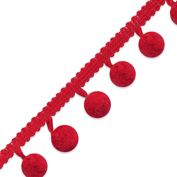 3/8"Pom Fringe Trim (Sold by the Yard) Red Ball/Pom Trims & Fringes