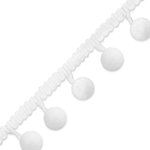 3/8"Pom Fringe Trim (Sold by the Yard) White Ball/Pom Trims & Fringes