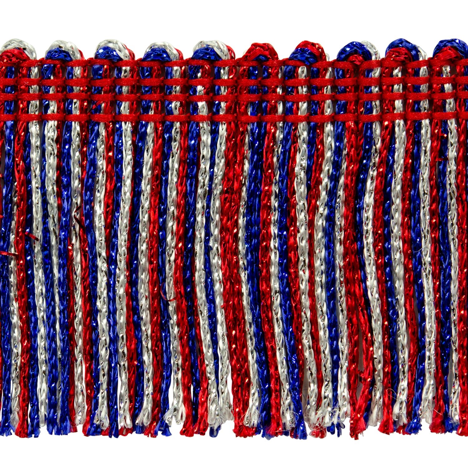 2" Metallic Chainette Fringe Trim (Sold by the Yard) Red White Blue 2" Chainette Fringe